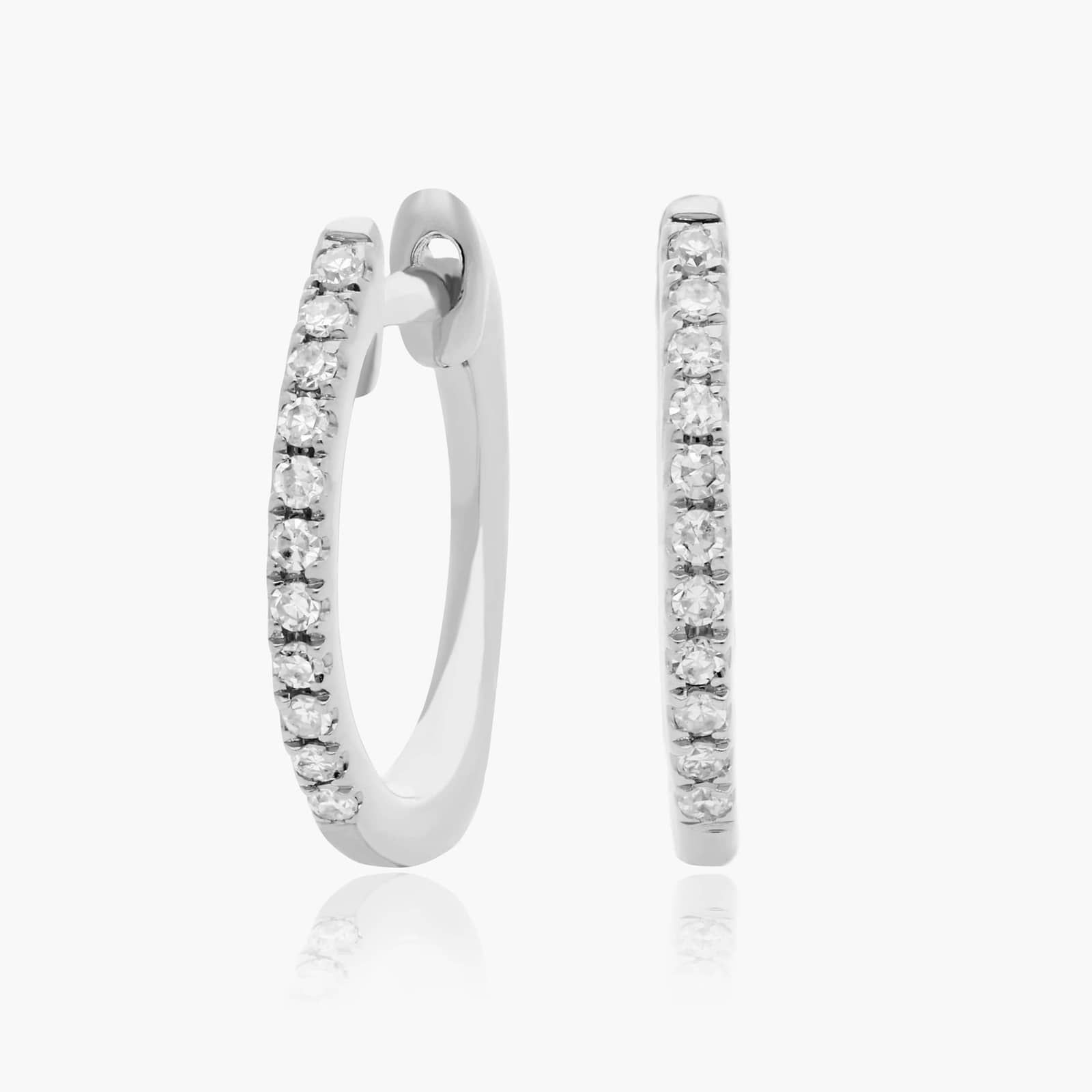 Dainty Pavé Diamond Huggie Earrings In 14K White Gold By James Allen