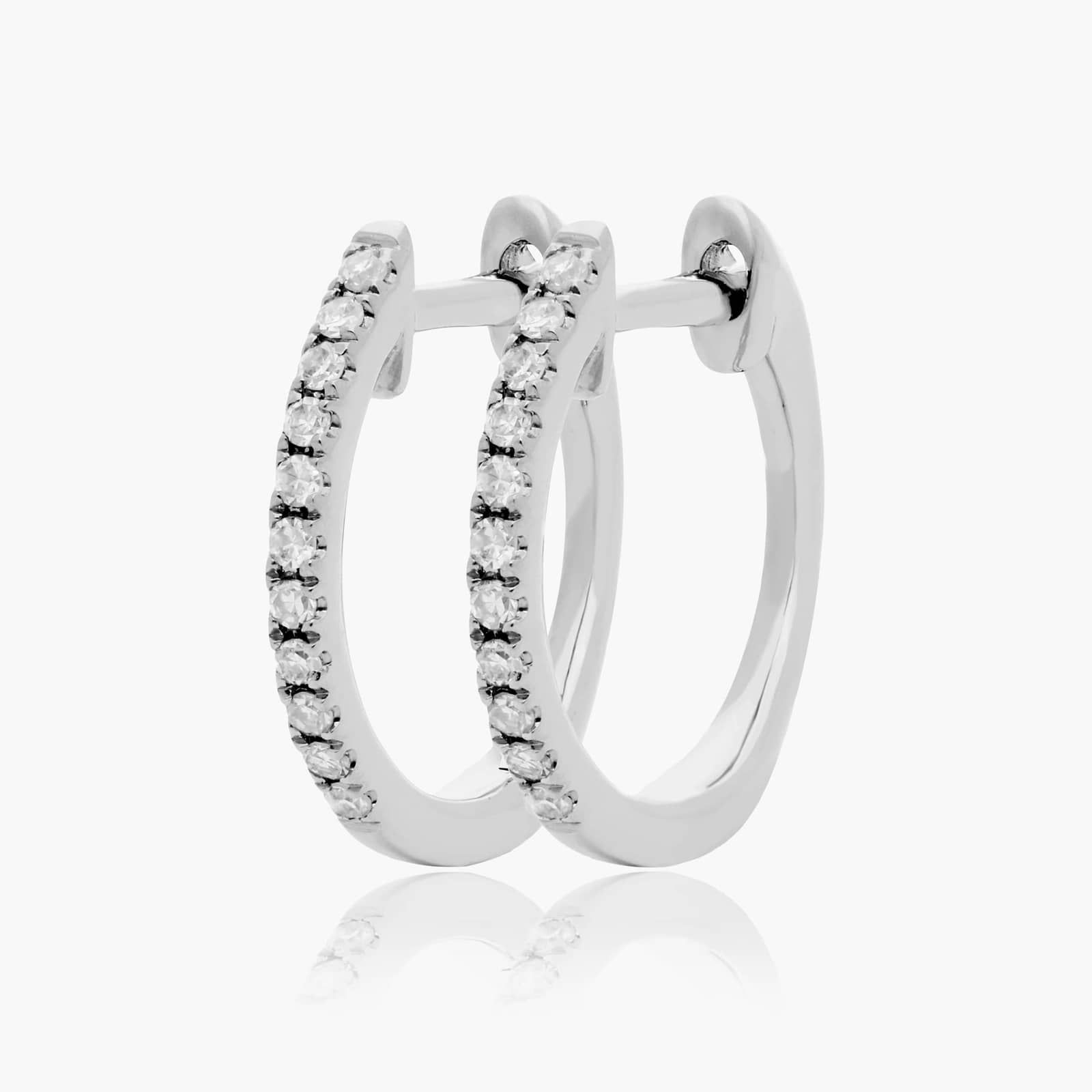 Dainty Pavé Diamond Huggie Earrings In 14K White Gold By James Allen