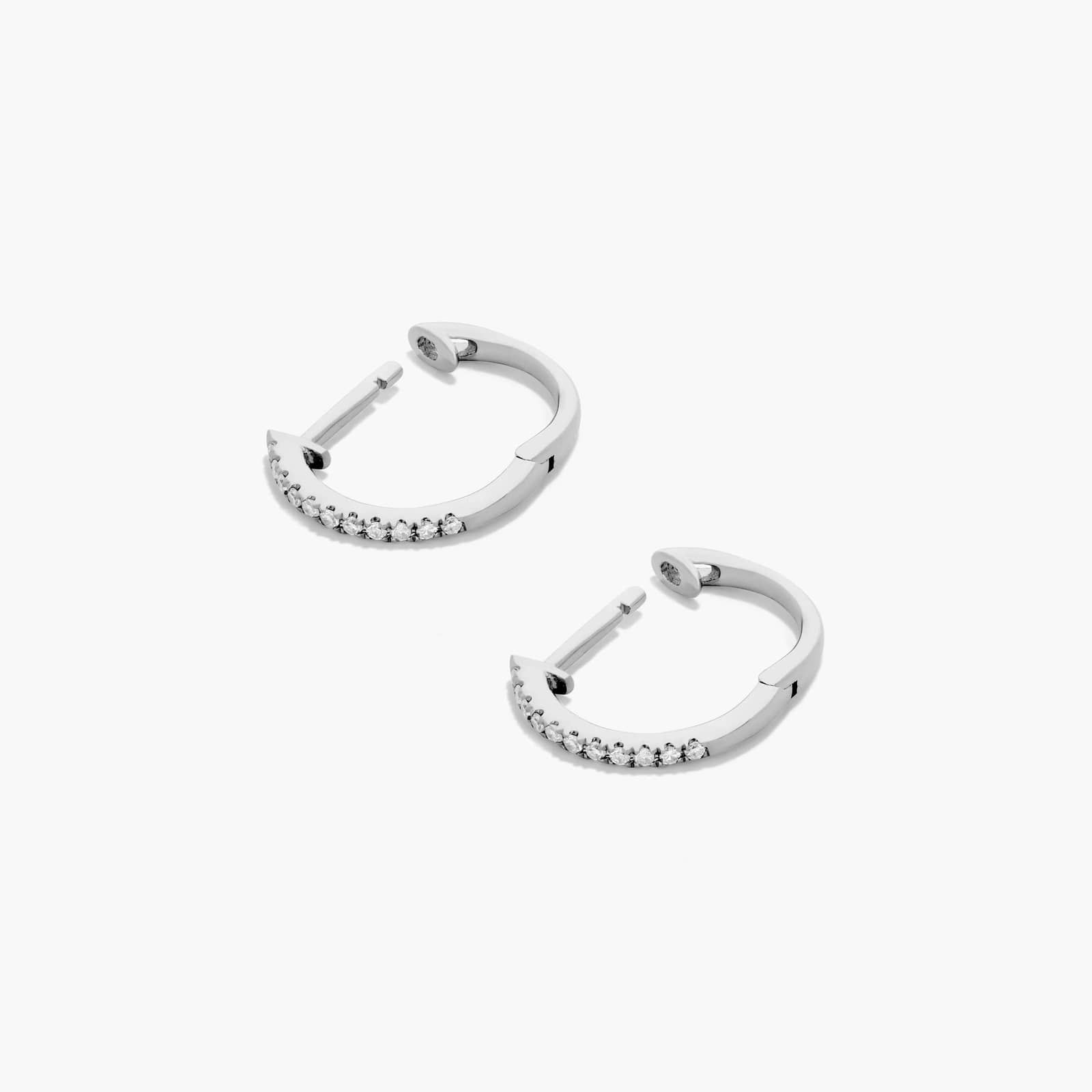 Dainty Pavé Diamond Huggie Earrings In 14K White Gold By James Allen