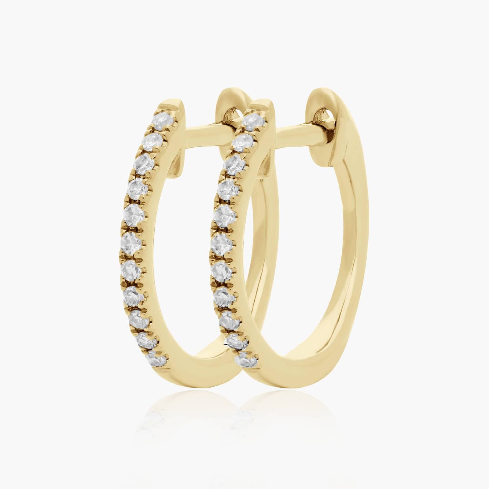 Dainty Pavé Diamond Huggie Earrings In 14K Yellow Gold By James Allen