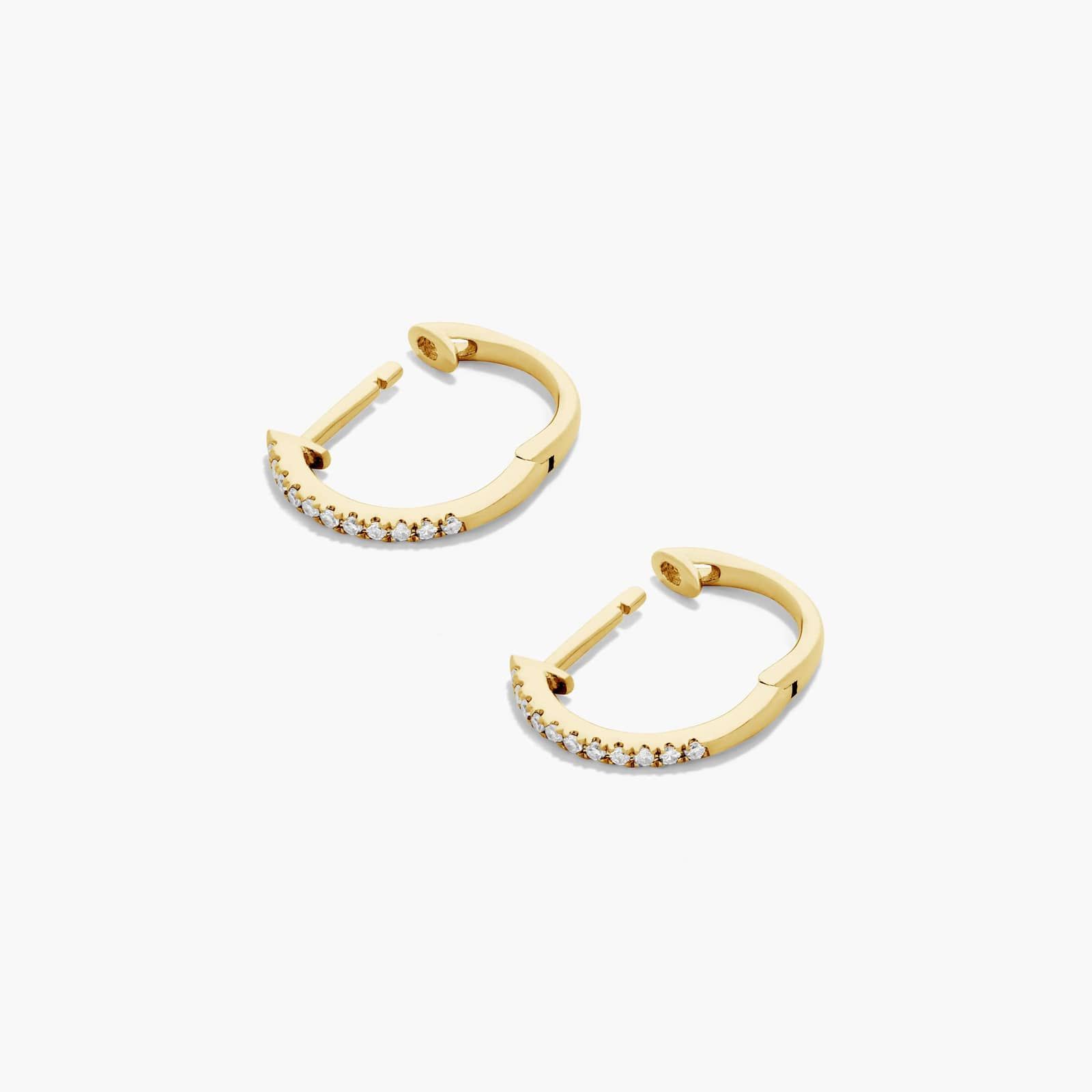 Dainty Pavé Diamond Huggie Earrings In 14K Yellow Gold By James Allen