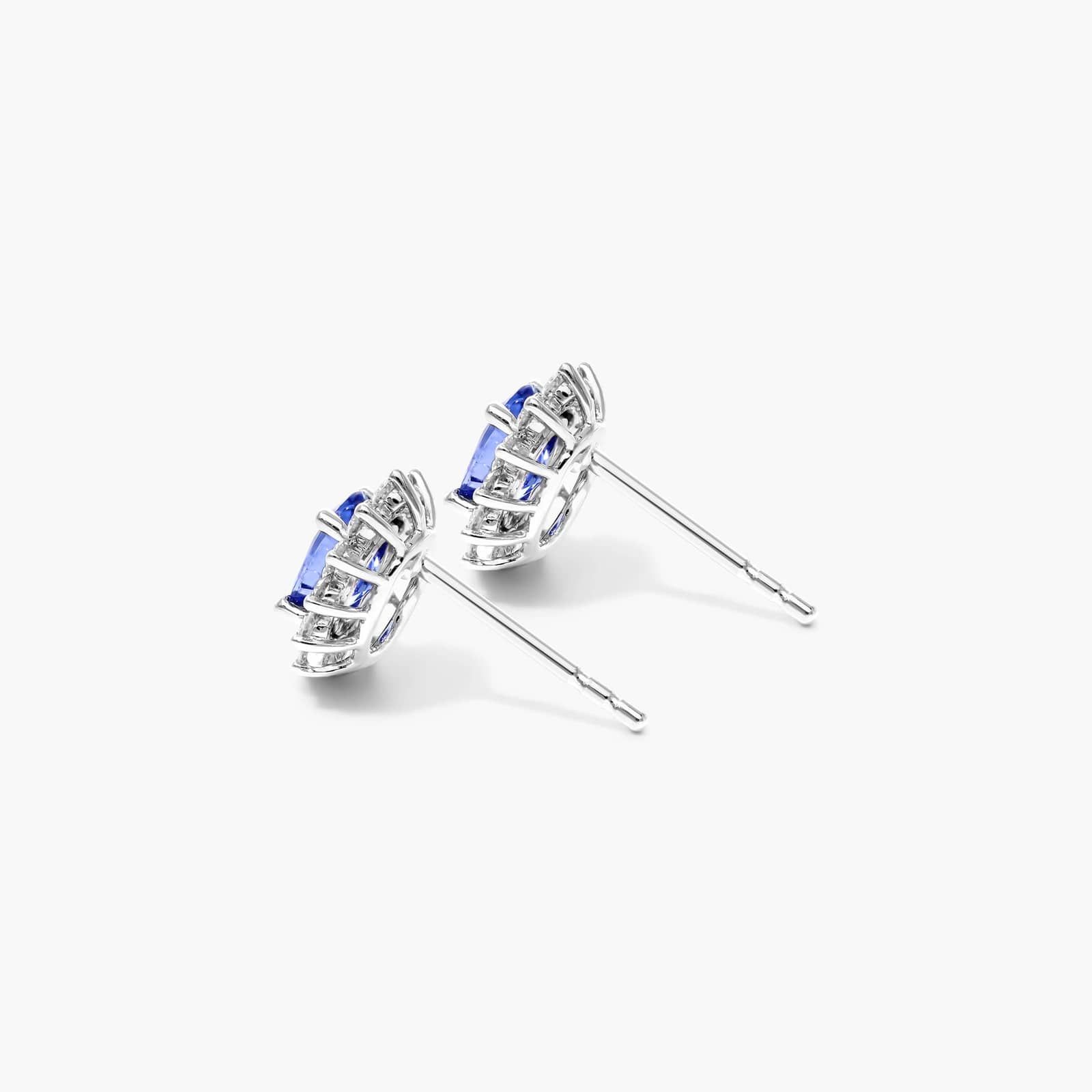 Oval Cut Sapphire And Diamond Halo Earrings In 18K White Gold By James Allen