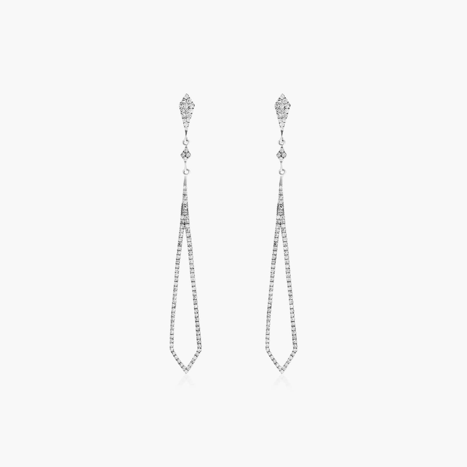 Petite Long Diamond Drop Earrings In 14K White Gold By James Allen