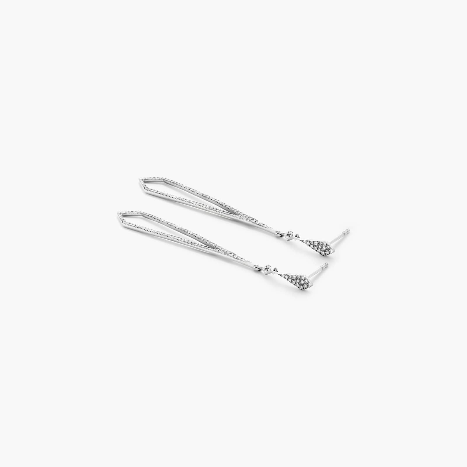 Petite Long Diamond Drop Earrings In 14K White Gold By James Allen
