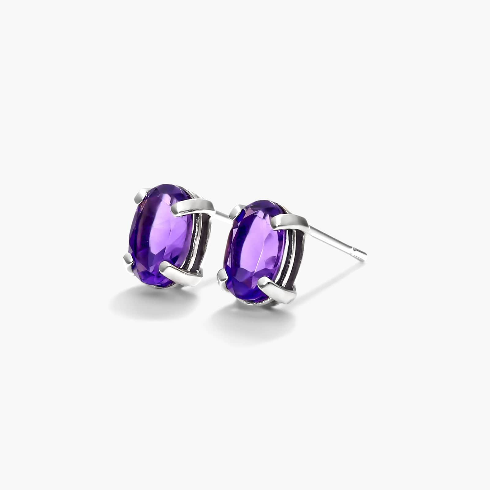 Oval Cut Amethyst Birthstone Earrings In 14K White Gold By James Allen