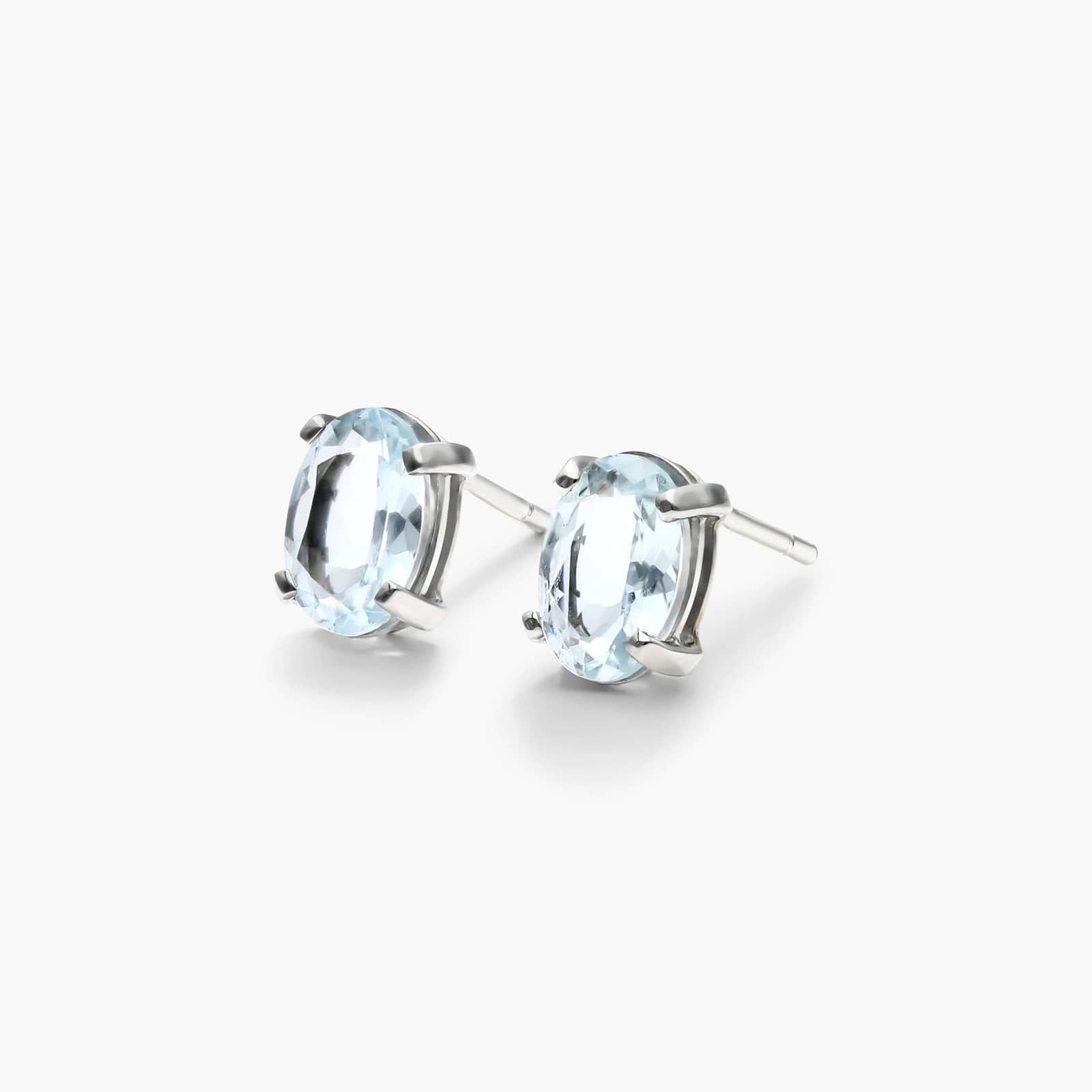 Oval Cut Aquamarine Birthstone Earrings In 14K White Gold By James Allen