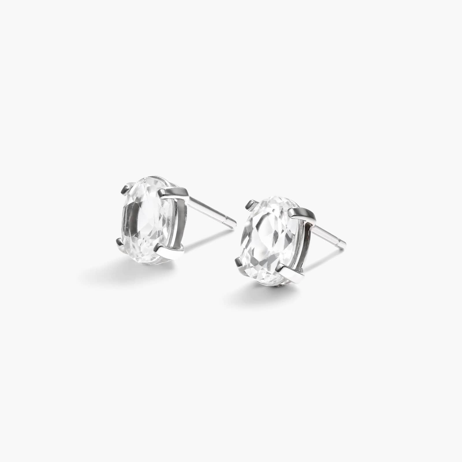 Oval Cut White Topaz Birthstone Earrings In 14K White Gold By James Allen