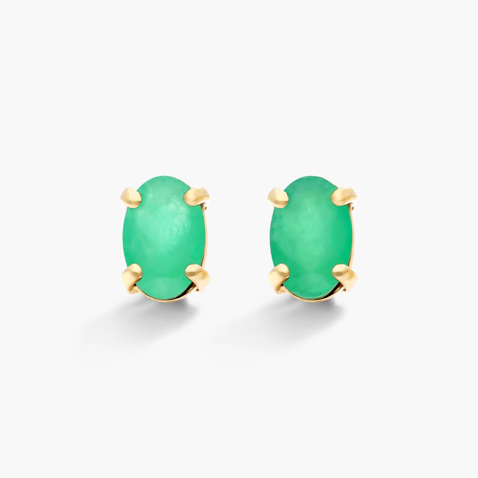 Oval Cut Emerald Birthstone Earrings In 14K Yellow Gold By James Allen