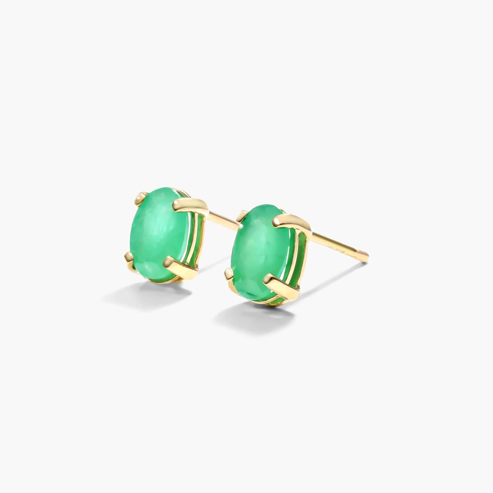 Oval Cut Emerald Birthstone Earrings In 14K Yellow Gold By James Allen