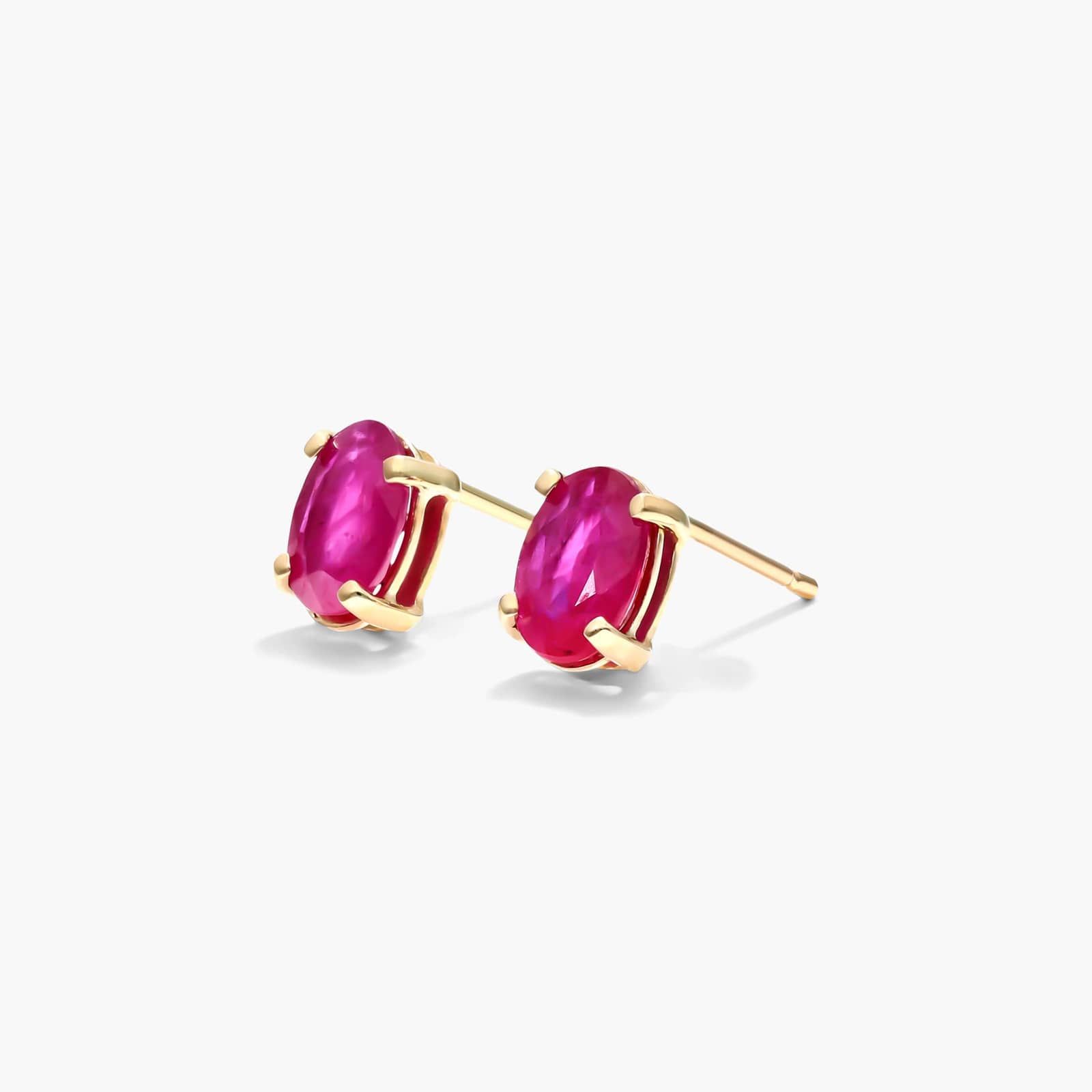 Oval Cut Ruby Birthstone Earrings In 14K Yellow Gold By James Allen