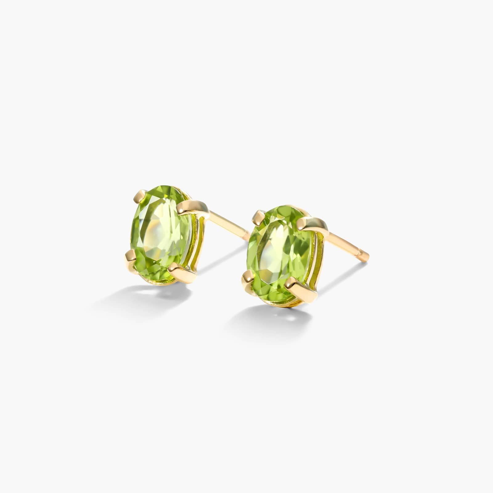 Oval Cut Peridot Birthstone Earrings In 14K Yellow Gold By James Allen