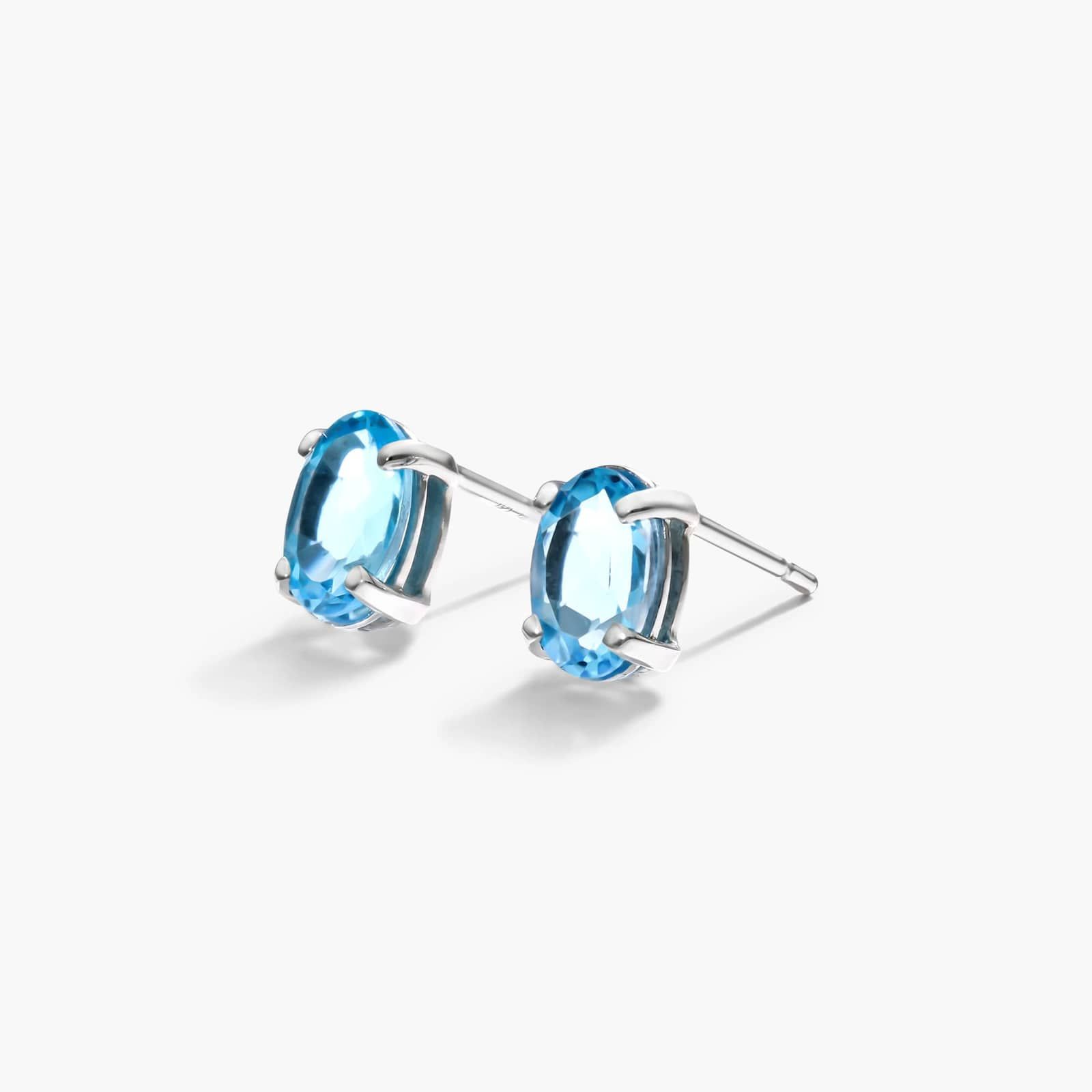 Oval Cut Blue Topaz Birthstone Earrings In 14K White Gold By James Allen