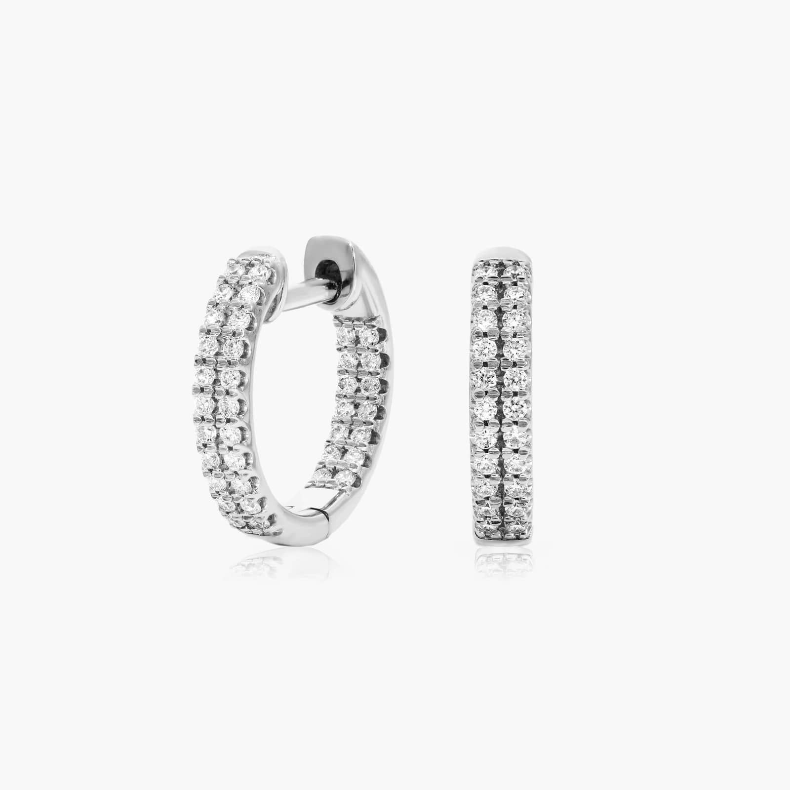 14K White Gold Inside-Out Pavé Lab-Grown Diamond Hoop Earrings By James Allen