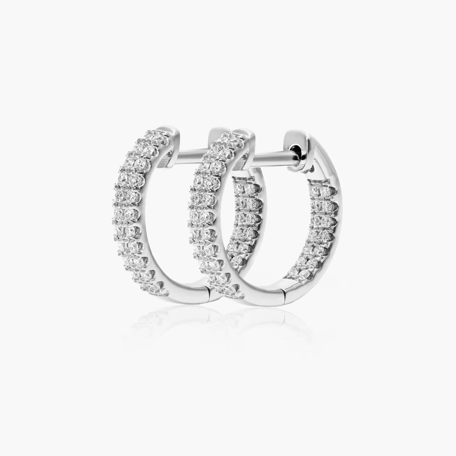 14K White Gold Inside-Out Pavé Lab-Grown Diamond Hoop Earrings By James Allen