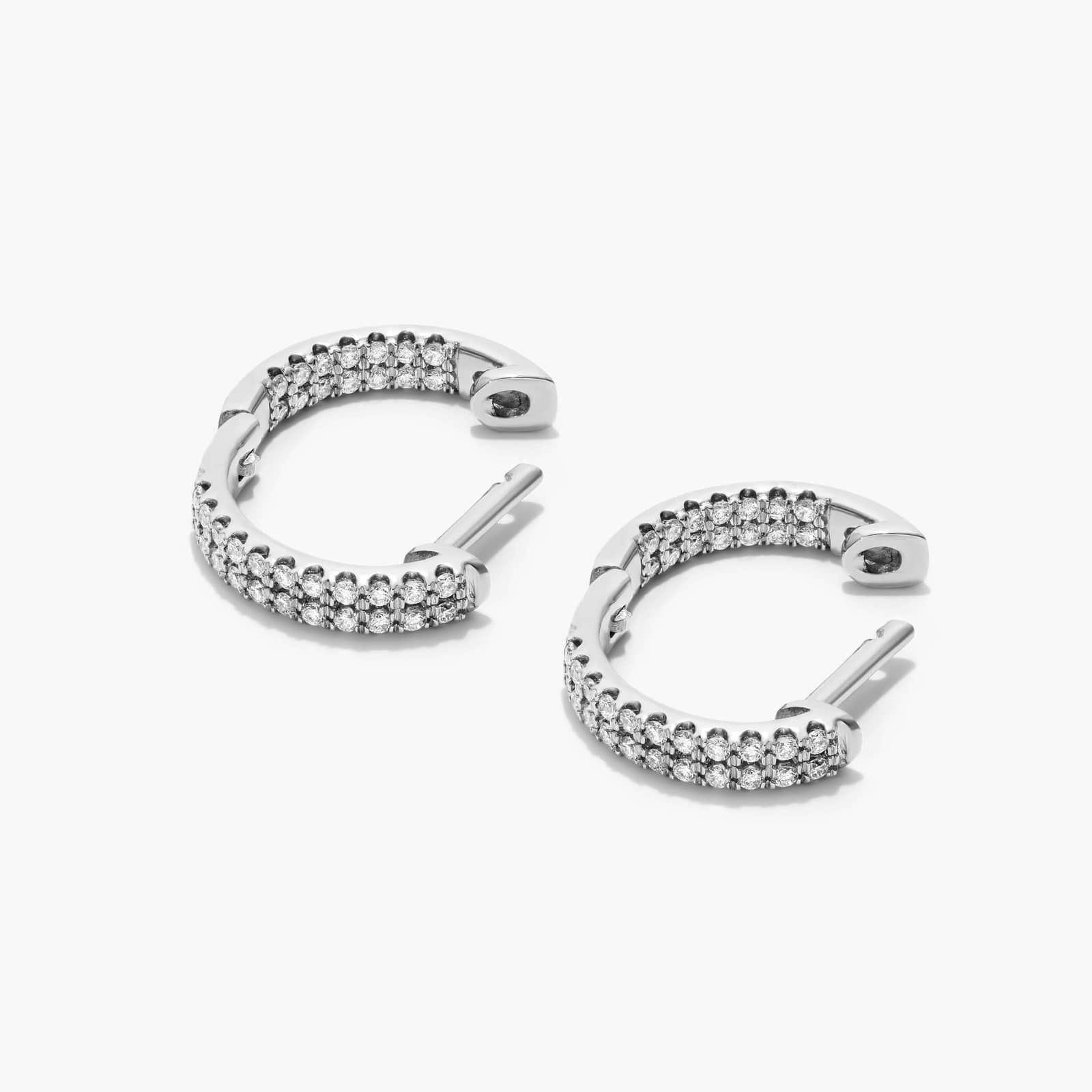 14K White Gold Inside-Out Pavé Lab-Grown Diamond Hoop Earrings By James Allen