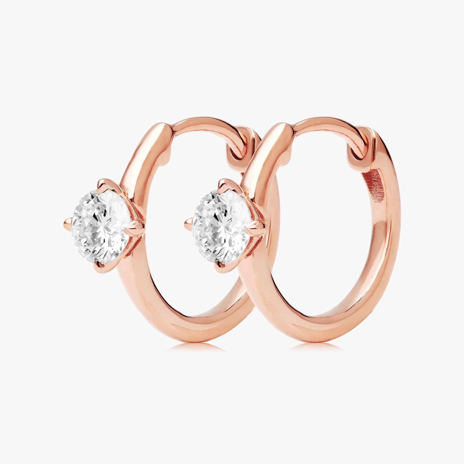 Solitaire Hoop Earrings With Lab-Grown Diamonds In 14K Rose Gold By James Allen