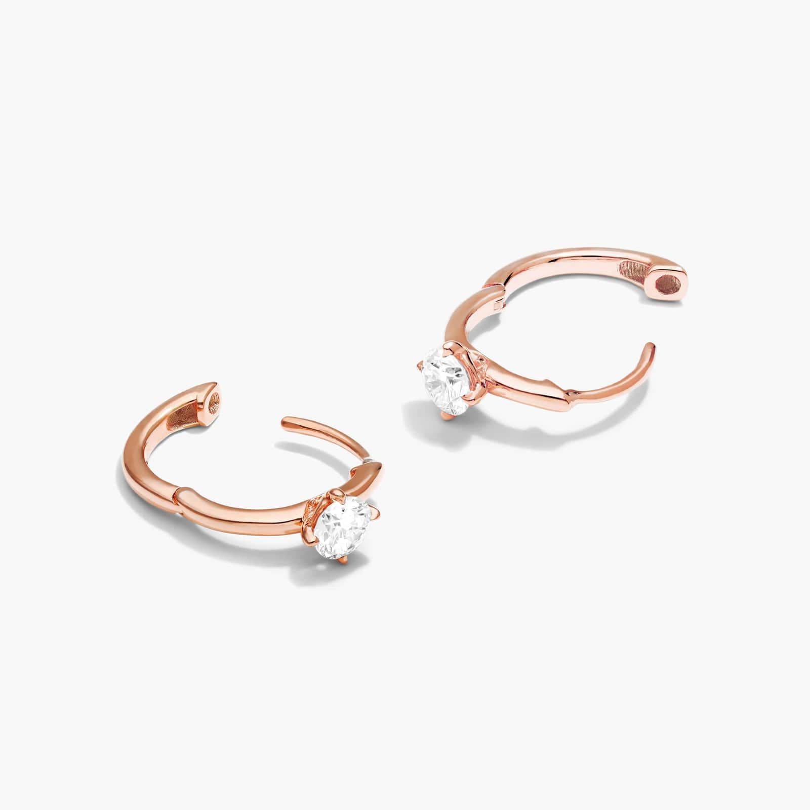 Solitaire Hoop Earrings With Lab-Grown Diamonds In 14K Rose Gold By James Allen