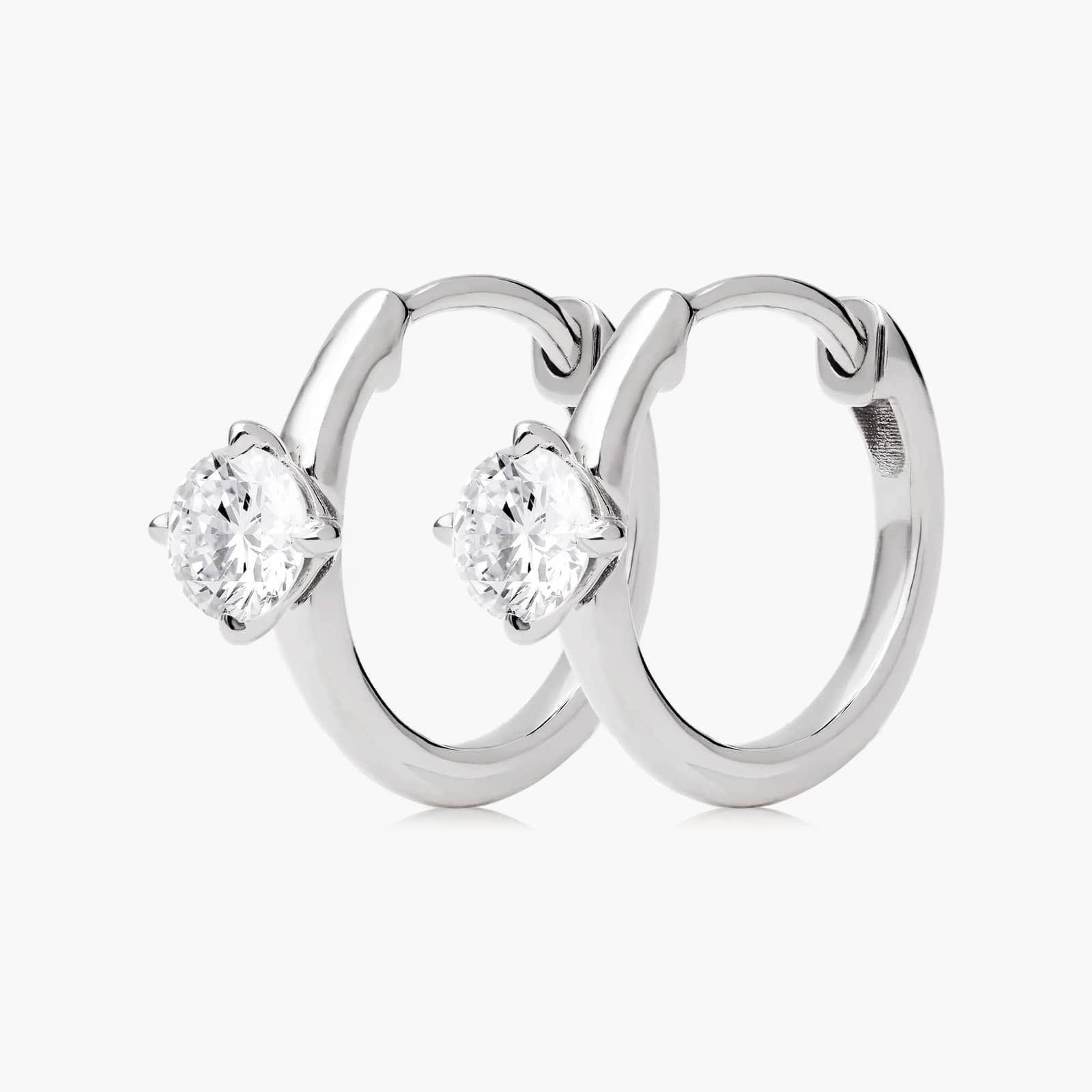 Solitaire Hoop Earrings With Lab-Grown Diamonds In 14K White Gold By James Allen