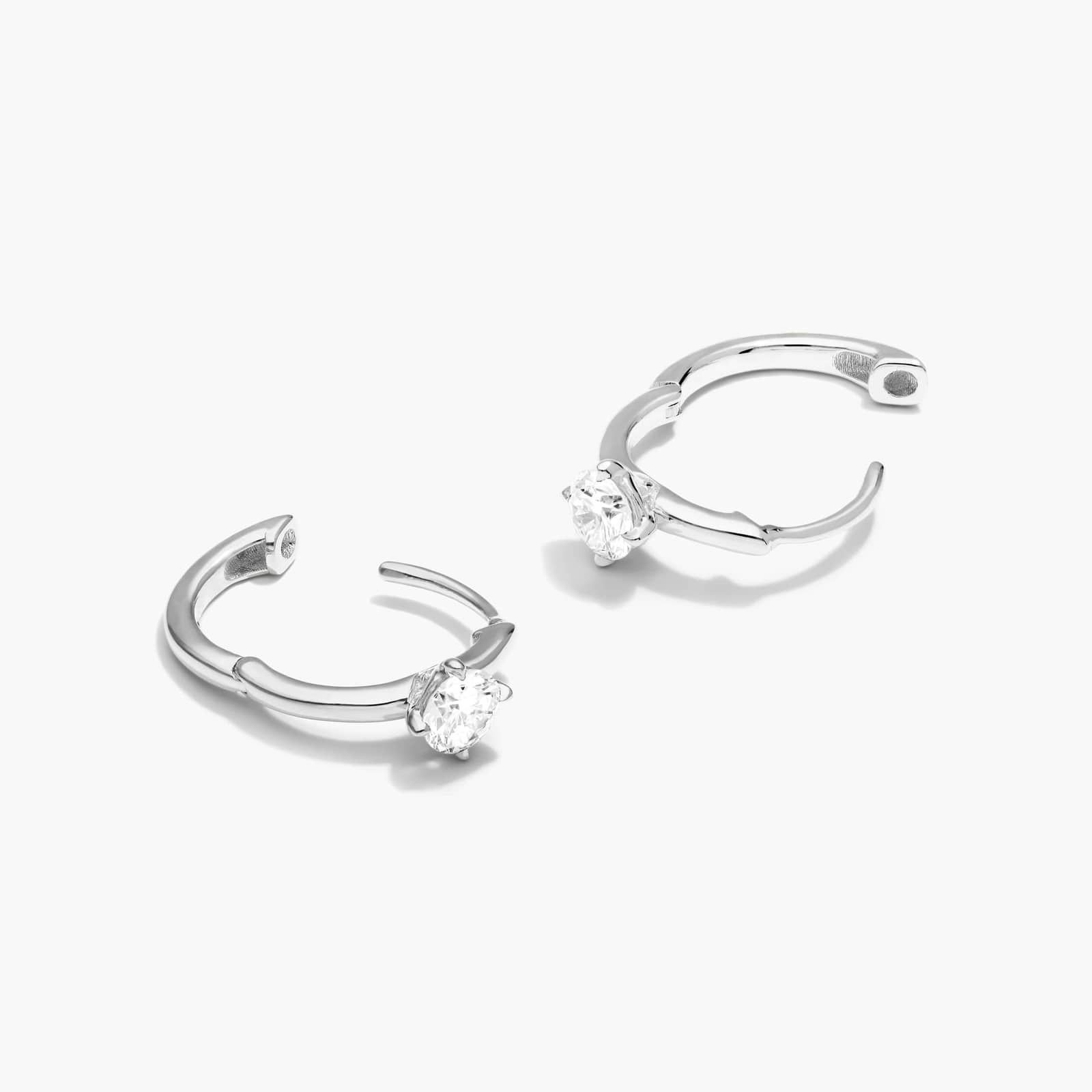 Solitaire Hoop Earrings With Lab-Grown Diamonds In 14K White Gold By James Allen