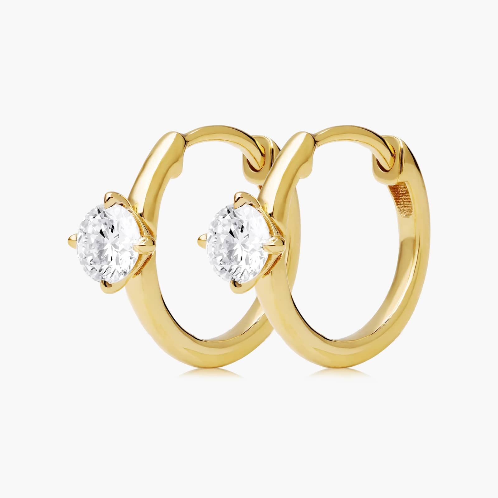 Solitaire Hoop Earrings With Lab-Grown Diamonds In 14K Yellow Gold By James Allen