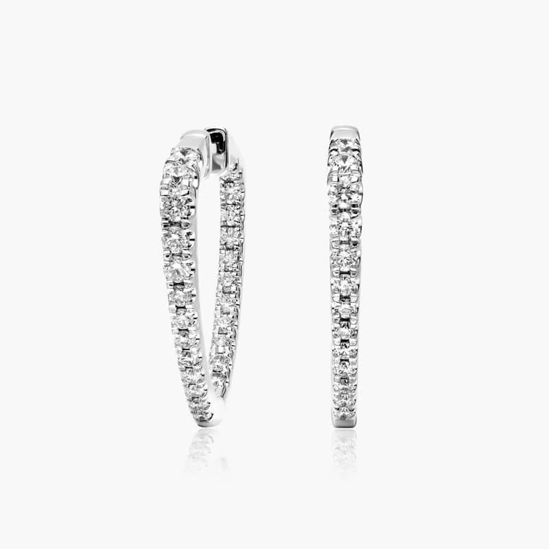 Inside Out Triangle 1 CTW Diamond Hoop Earrings In 14K White Gold By James Allen