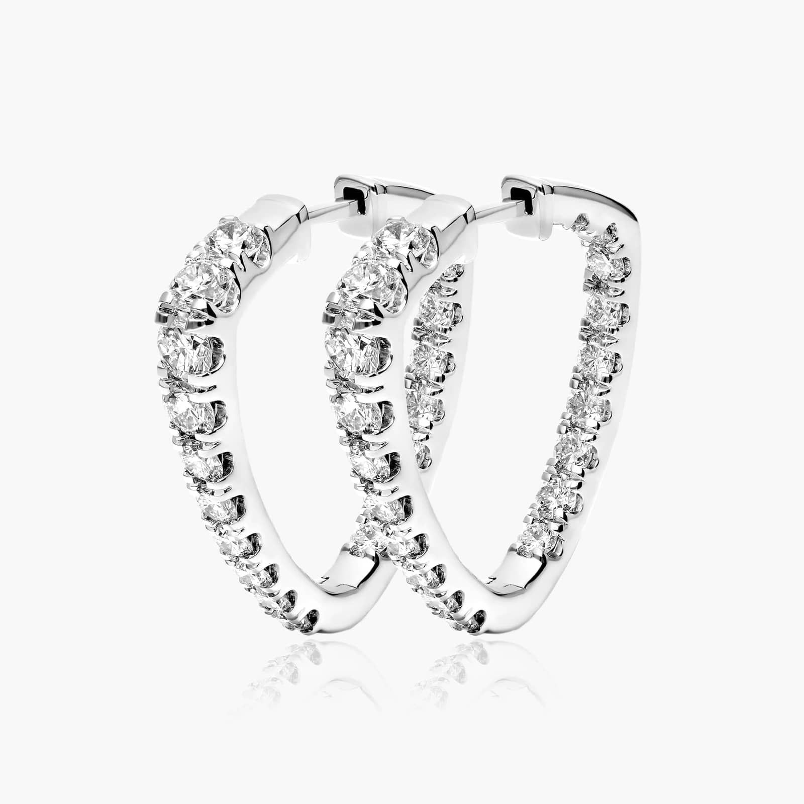 Inside Out Triangle 3 CTW Diamond Hoop Earrings In 14K White Gold By James Allen