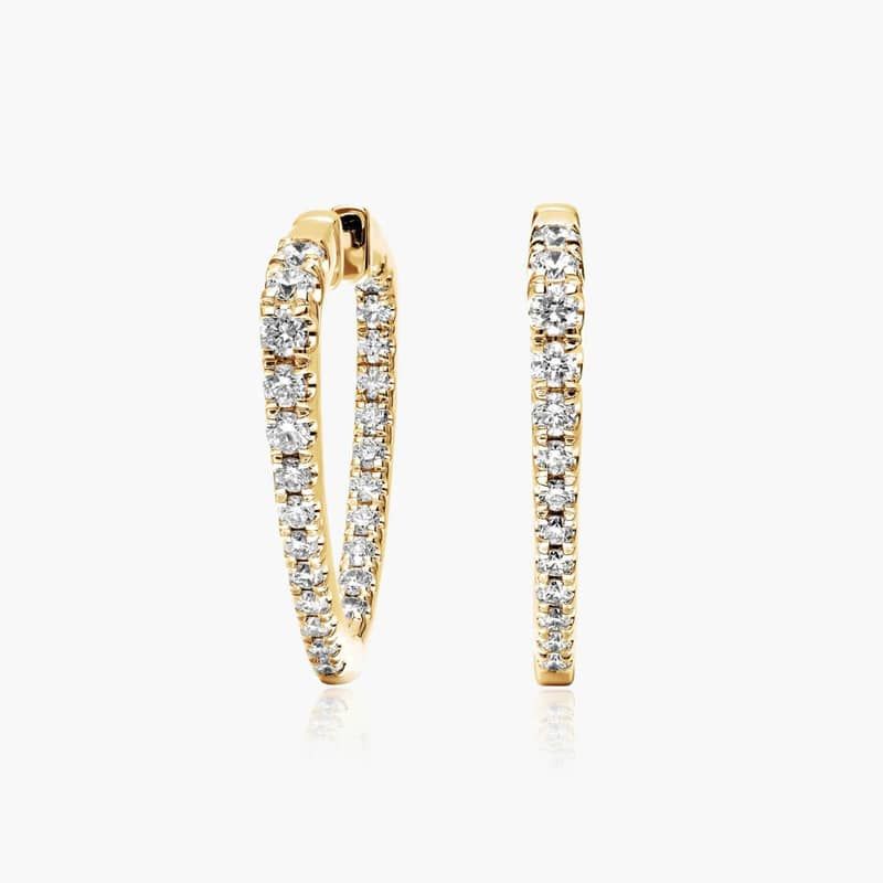 Inside Out Triangle 1 CTW Lab-Grown Diamond Hoop Earrings In 14K Yellow Gold By James Allen