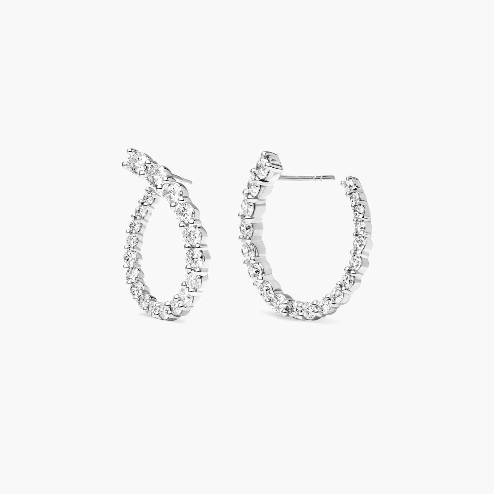 Front Twist Hoop Earrings With Lab-Grown Diamonds In 14K White Gold By James Allen