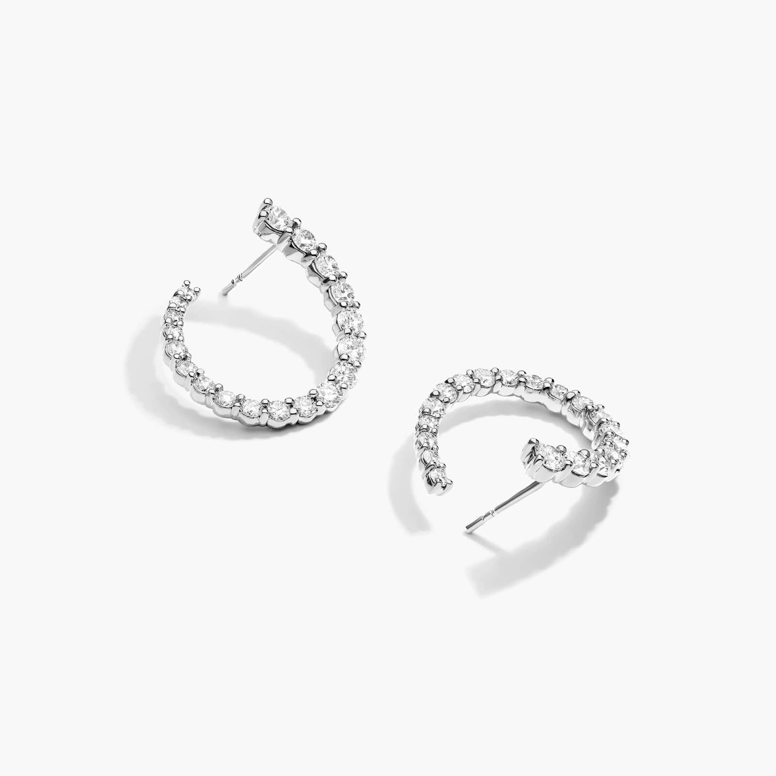 Front Twist Hoop Earrings With Lab-Grown Diamonds In 14K White Gold By James Allen