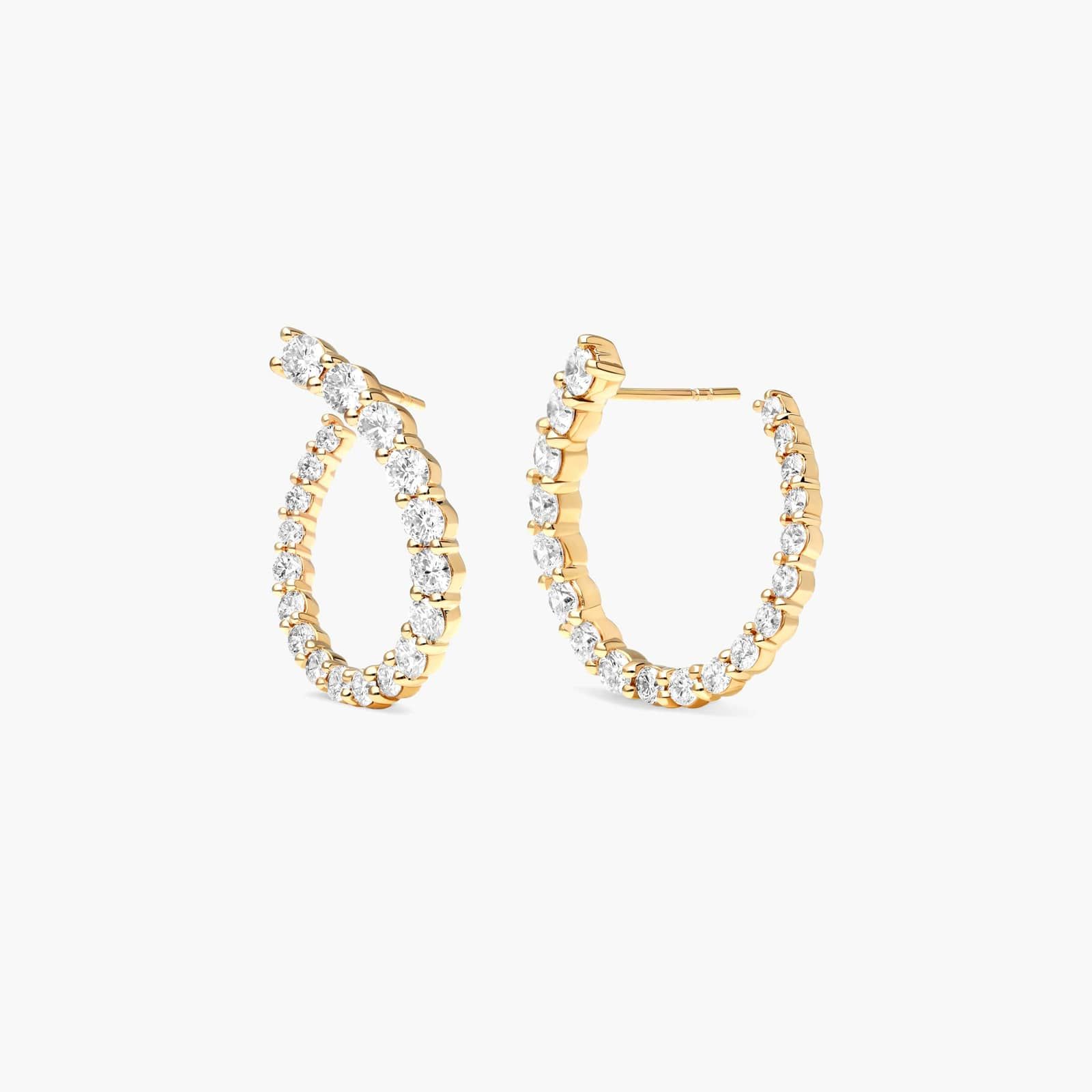 Front Twist Hoop Earrings With Lab-Grown Diamonds In 14K Yellow Gold By James Allen