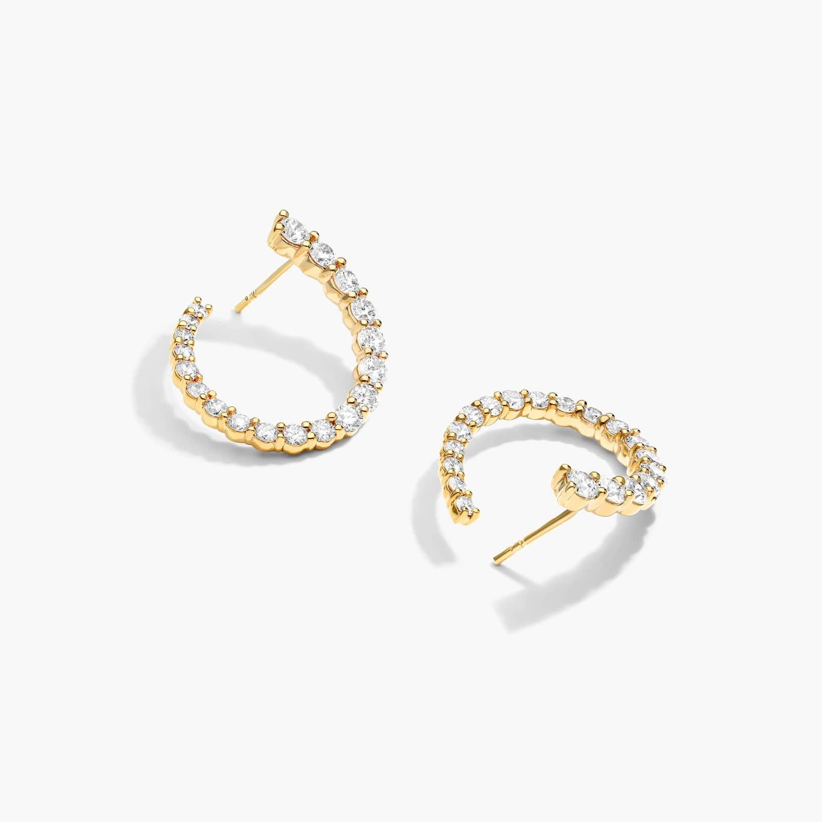 Front Twist Hoop Earrings With Lab-Grown Diamonds In 14K Yellow Gold By James Allen