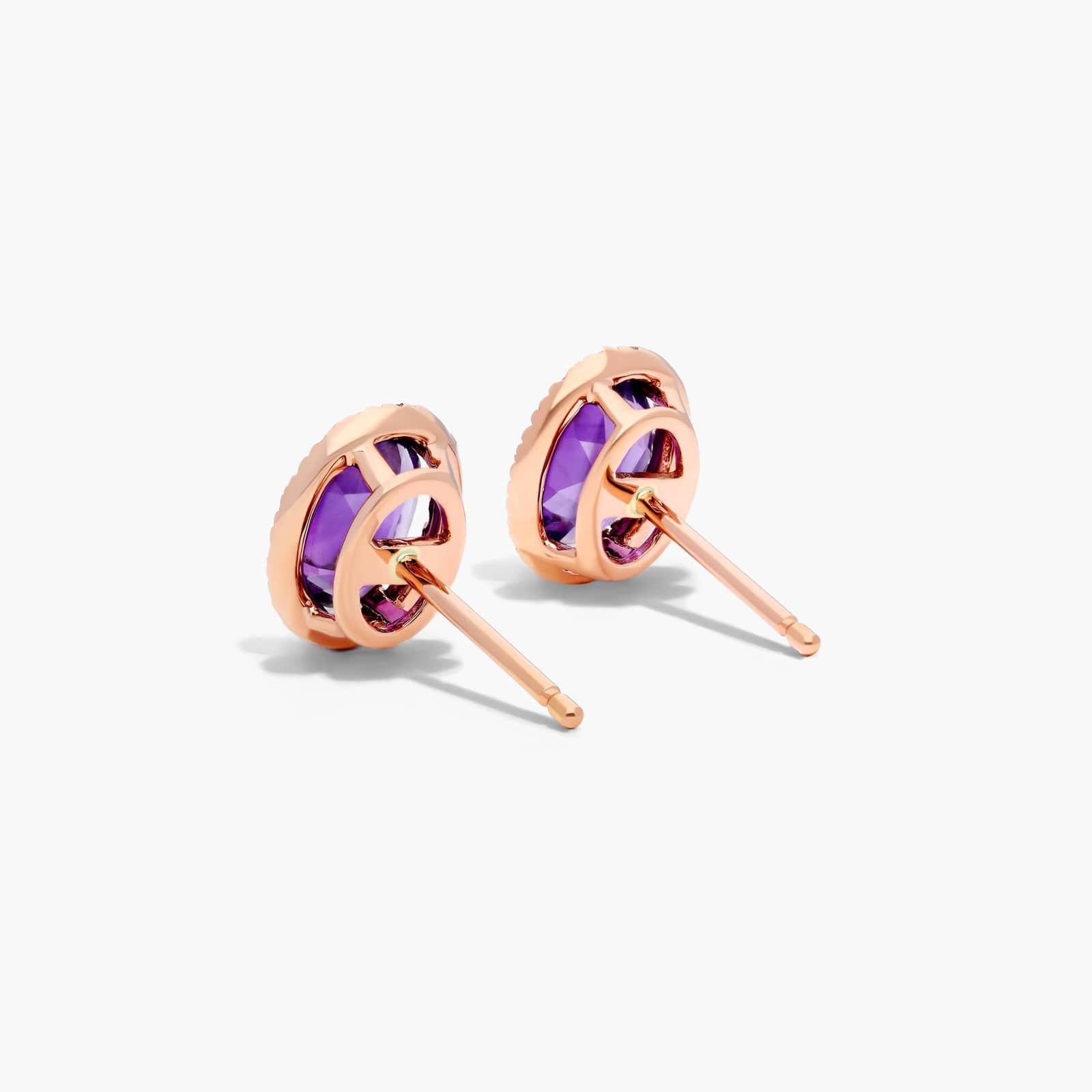 Oval Cut Amethyst And Diamond Halo Stud Earrings In 14K Rose Gold By James Allen