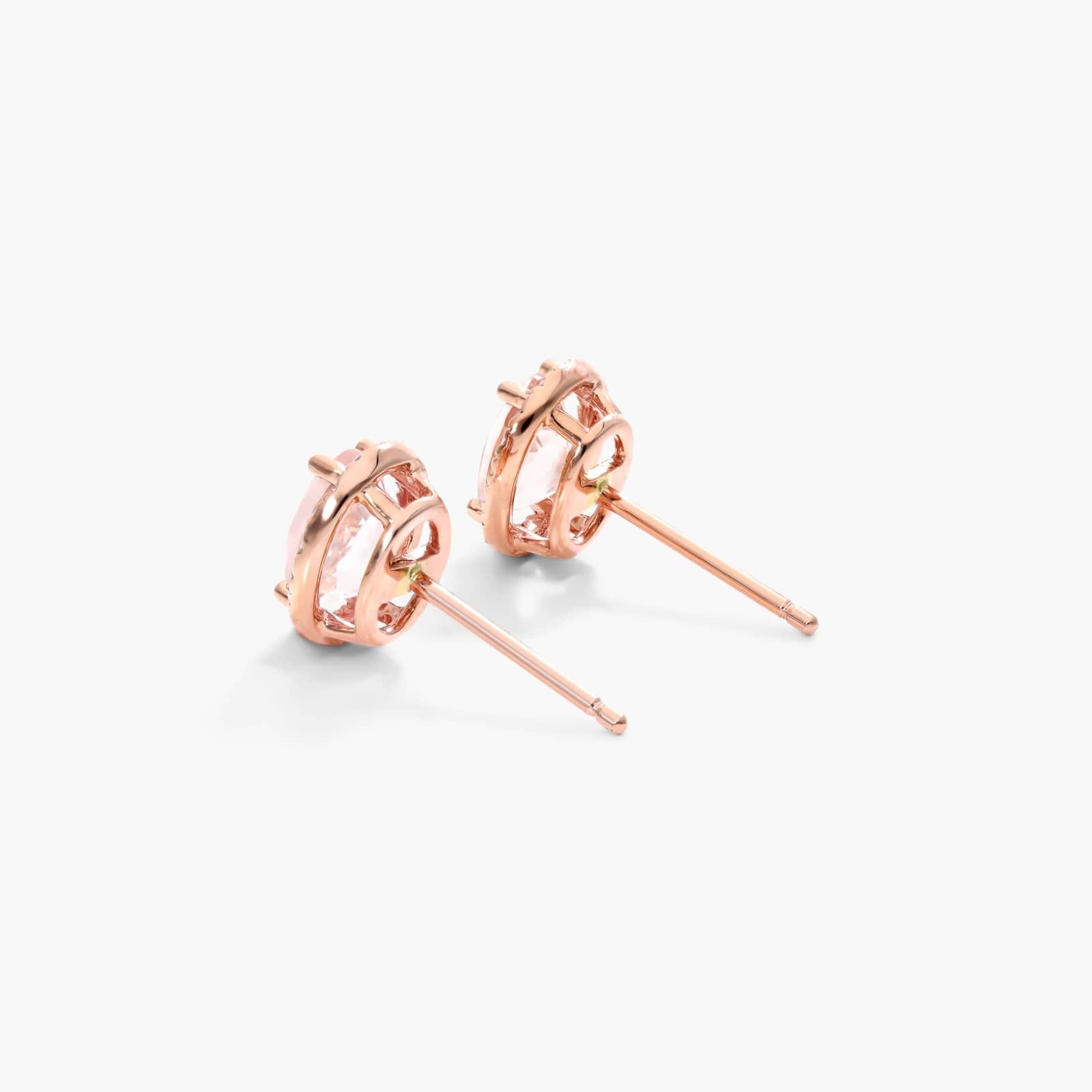 Oval Cut Morganite And Diamond Halo Stud Earrings In 14K Rose Gold By James Allen