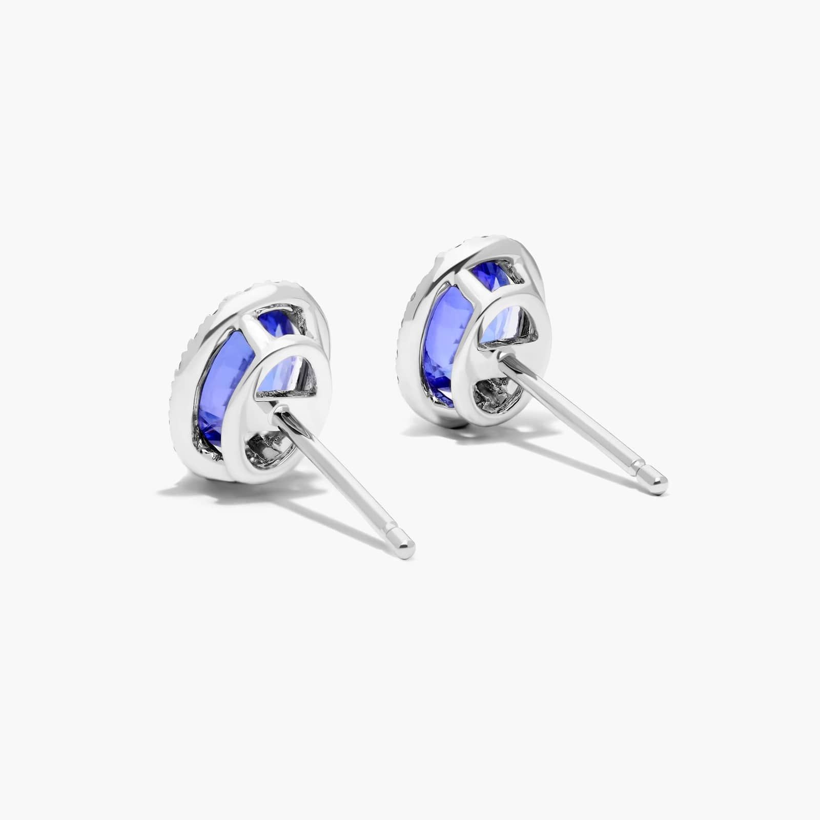 Oval Cut Tanzanite And Diamond Halo Stud Earrings In 14K White Gold By James Allen