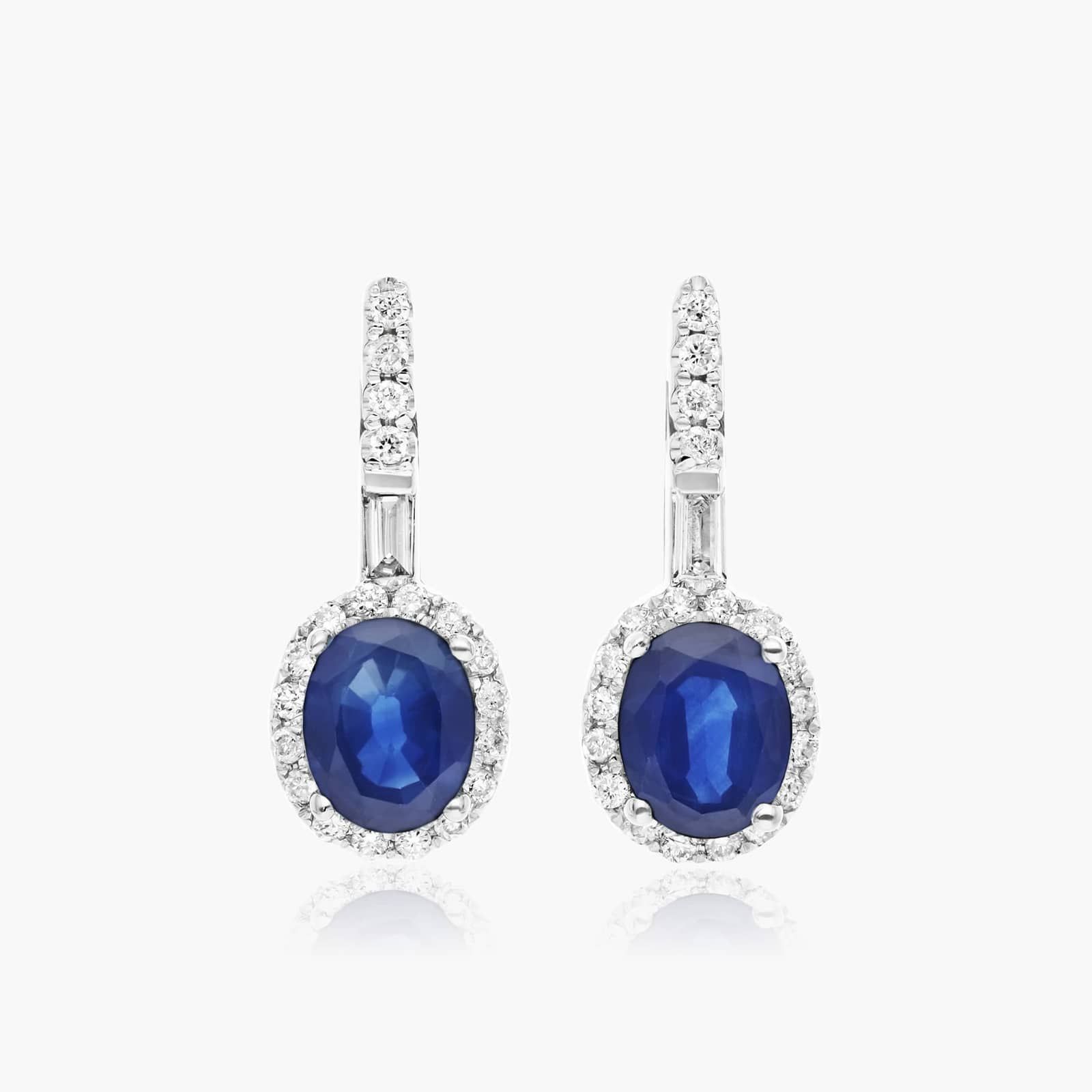 Petite Sapphire And Diamond Halo Drop Earrings In 14K White Gold By James Allen
