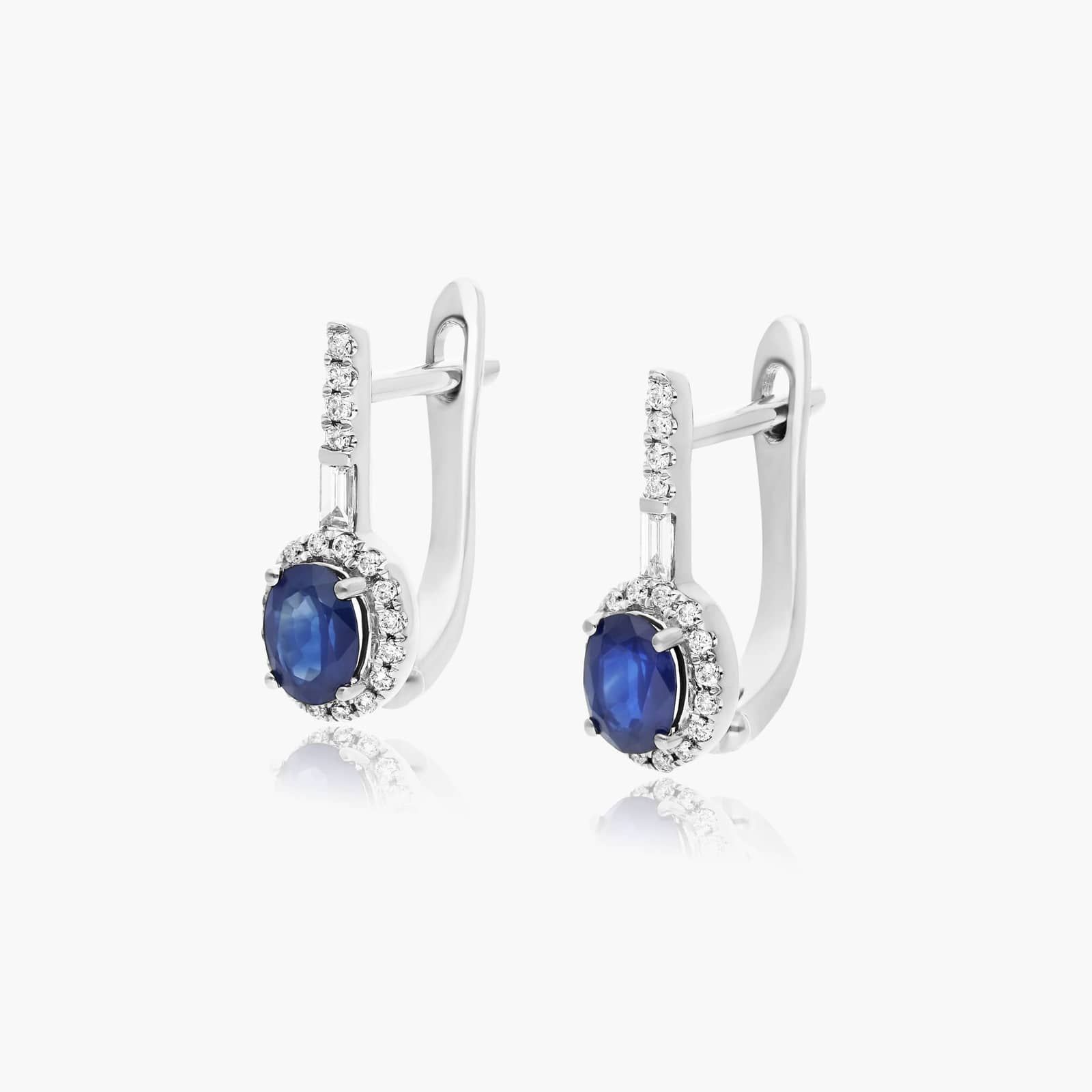 Petite Sapphire And Diamond Halo Drop Earrings In 14K White Gold By James Allen