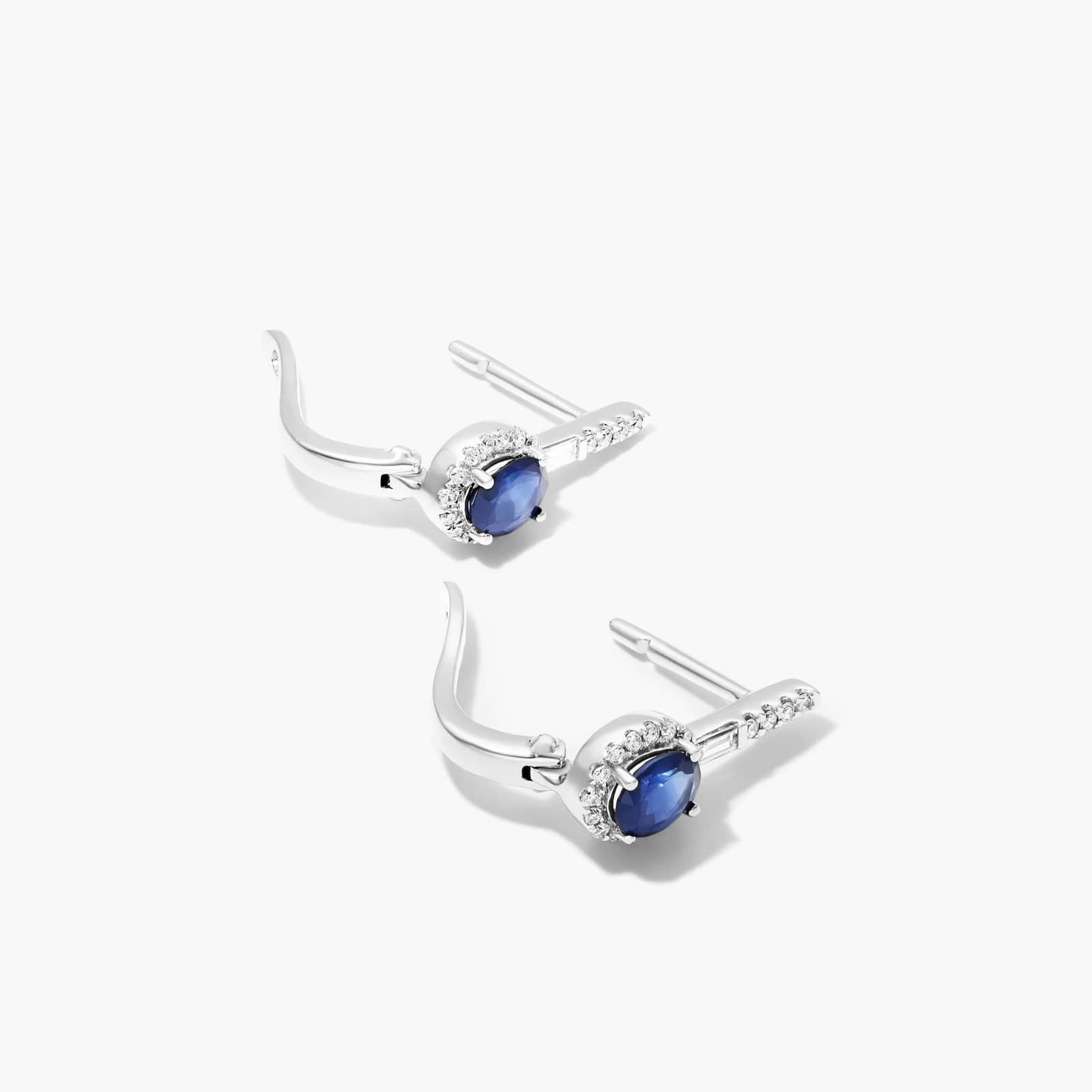 Petite Sapphire And Diamond Halo Drop Earrings In 14K White Gold By James Allen
