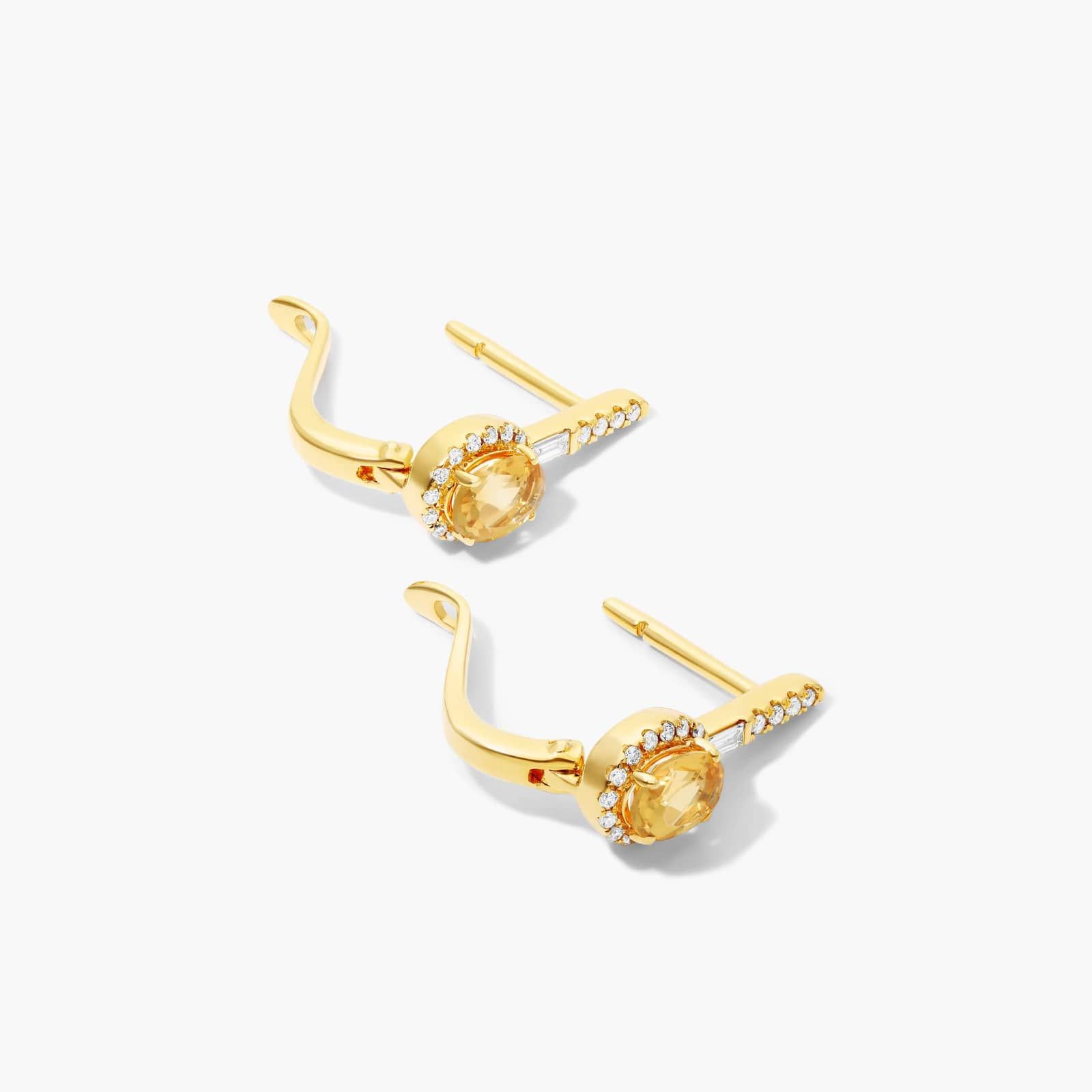 Petite Citrine And Diamond Halo Drop Earrings In 14K Yellow Gold By James Allen