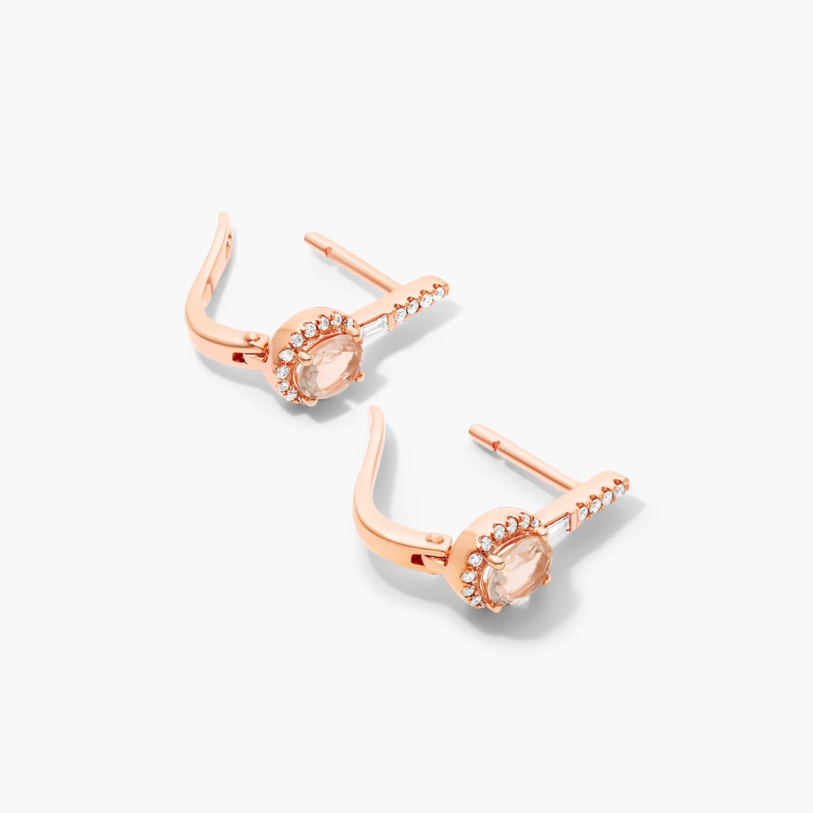 Petite Morganite And Diamond Halo Drop Earrings In 14K Rose Gold By James Allen