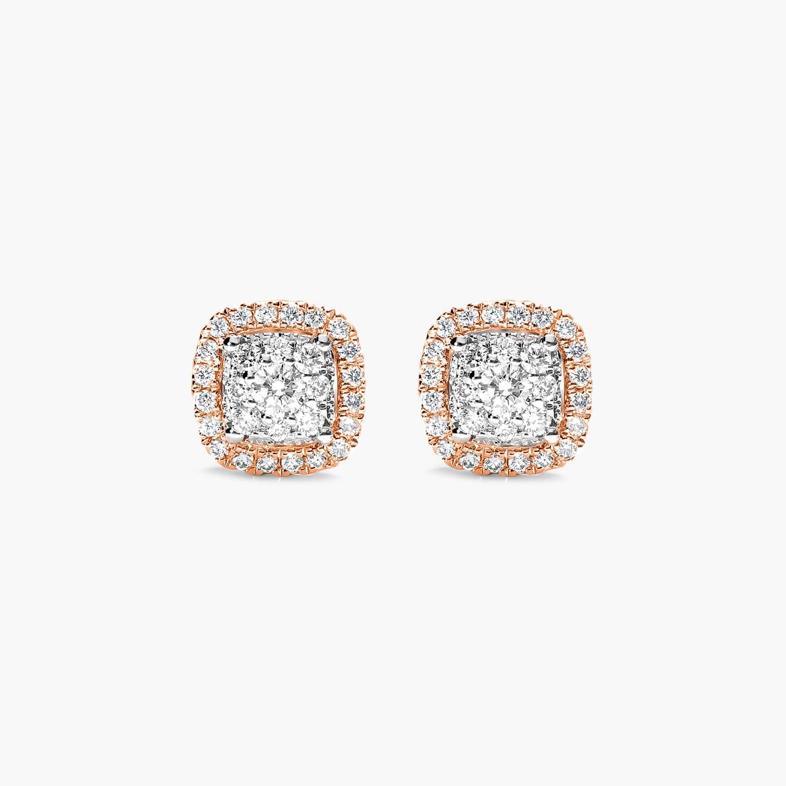 Cushion Halo Cluster Diamond Stud Earrings In 14K Rose Gold By James Allen