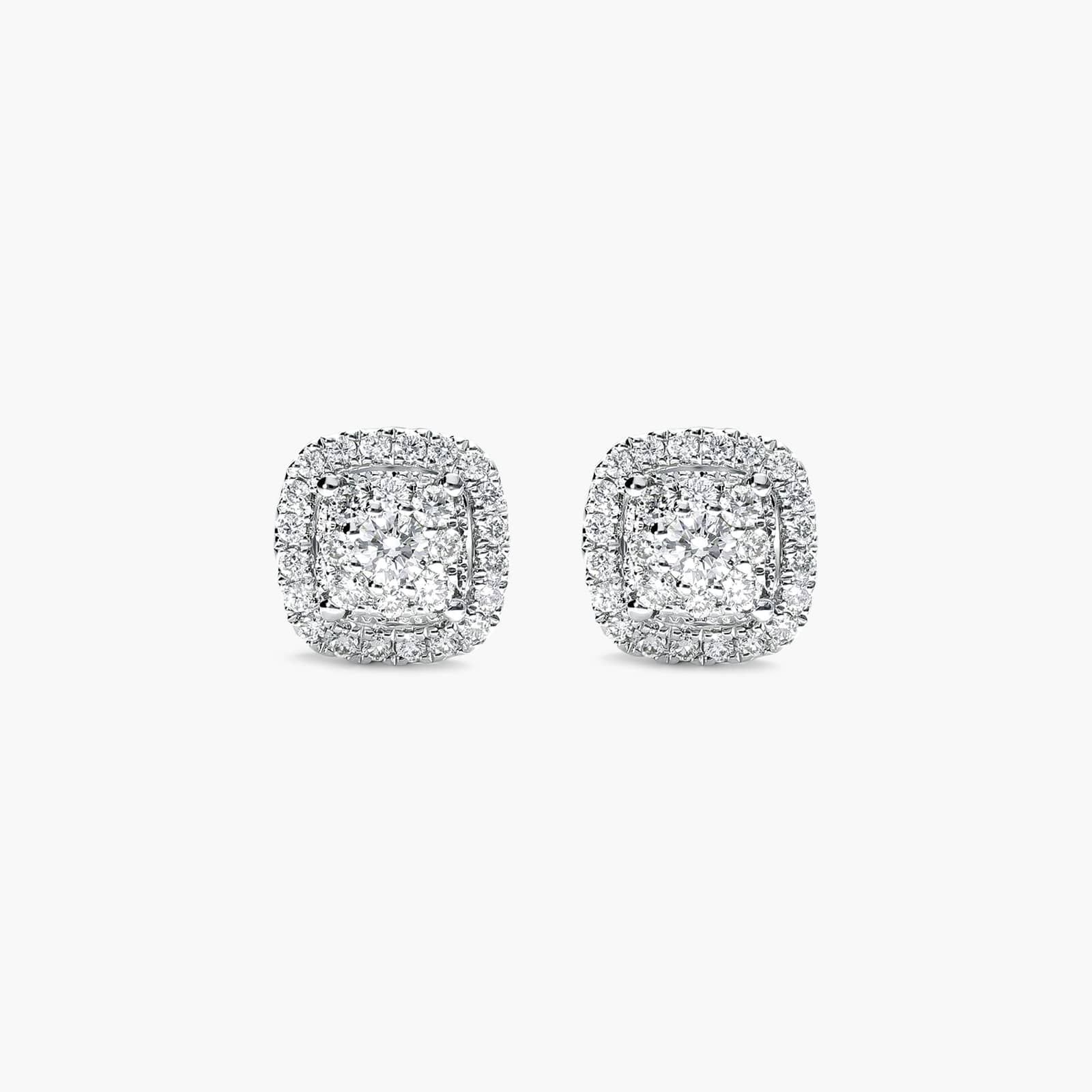 Cushion Halo Cluster Diamond Stud Earrings In 14K White Gold By James Allen