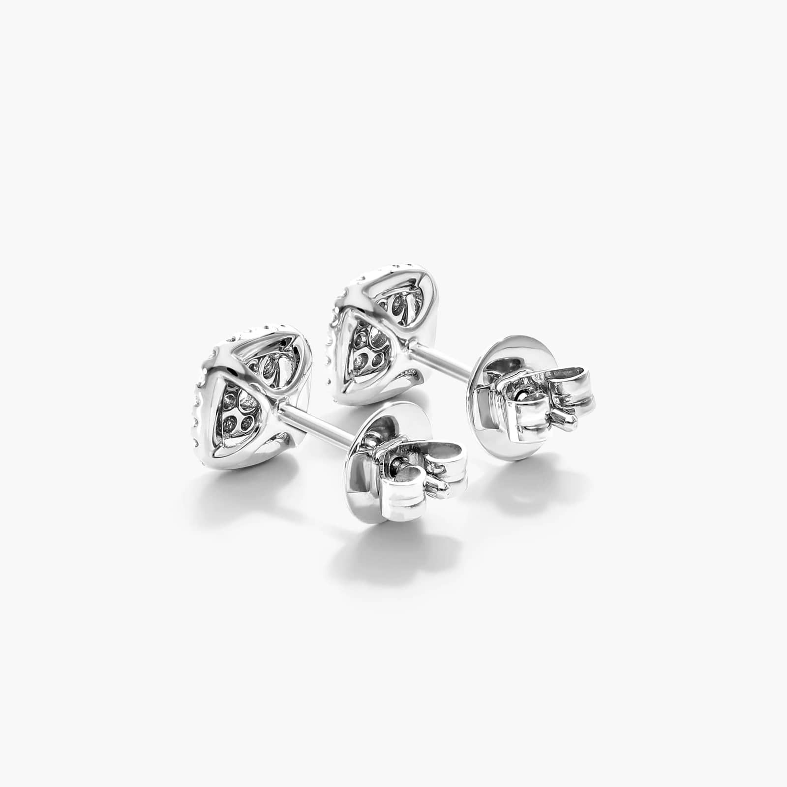 Cushion Halo Cluster Diamond Stud Earrings In 14K White Gold By James Allen