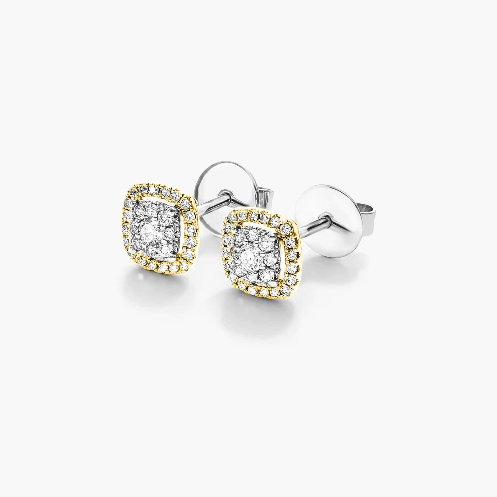 Cushion Halo Cluster Diamond Stud Earrings In 14K Yellow Gold By James Allen