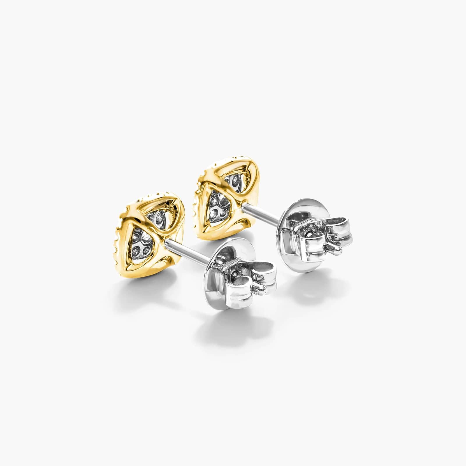 Cushion Halo Cluster Diamond Stud Earrings In 14K Yellow Gold By James Allen