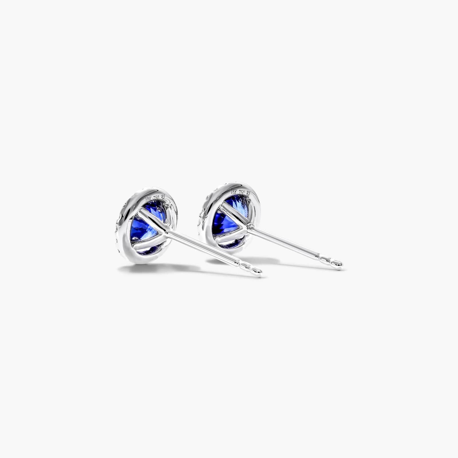 Round Sapphire And Diamond Halo Earrings In 18K White Gold By James Allen