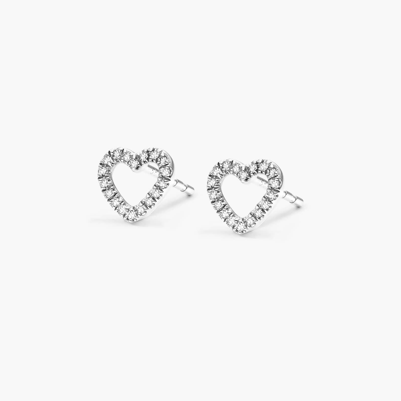 Open Heart Shape Diamond Earrings In 14K White Gold By James Allen