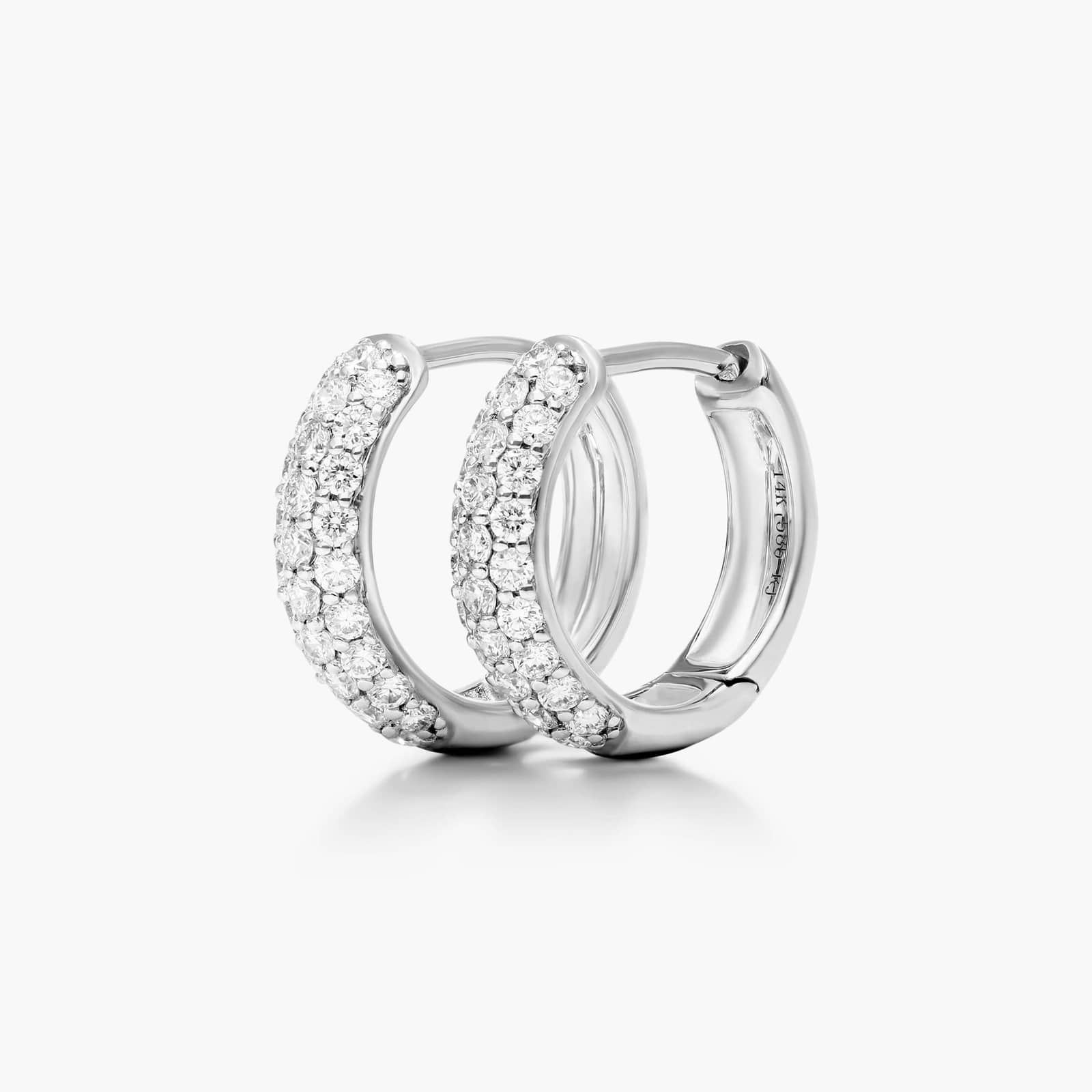 Triple Row Diamond Hoop Earrings With 0.5 CTW Diamonds In 14K White Gold By James Allen