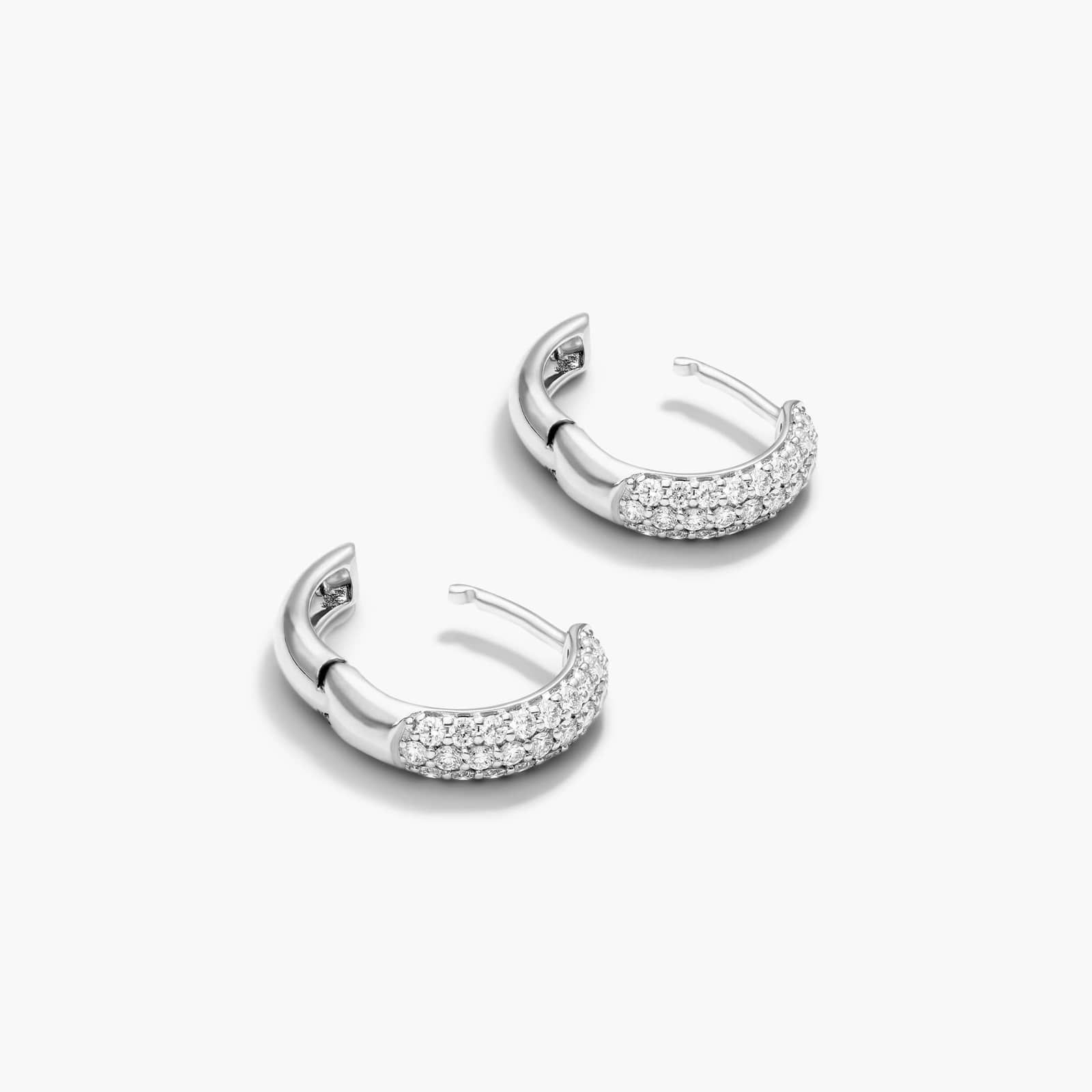 Triple Row Diamond Hoop Earrings With 0.5 CTW Diamonds In 14K White Gold By James Allen