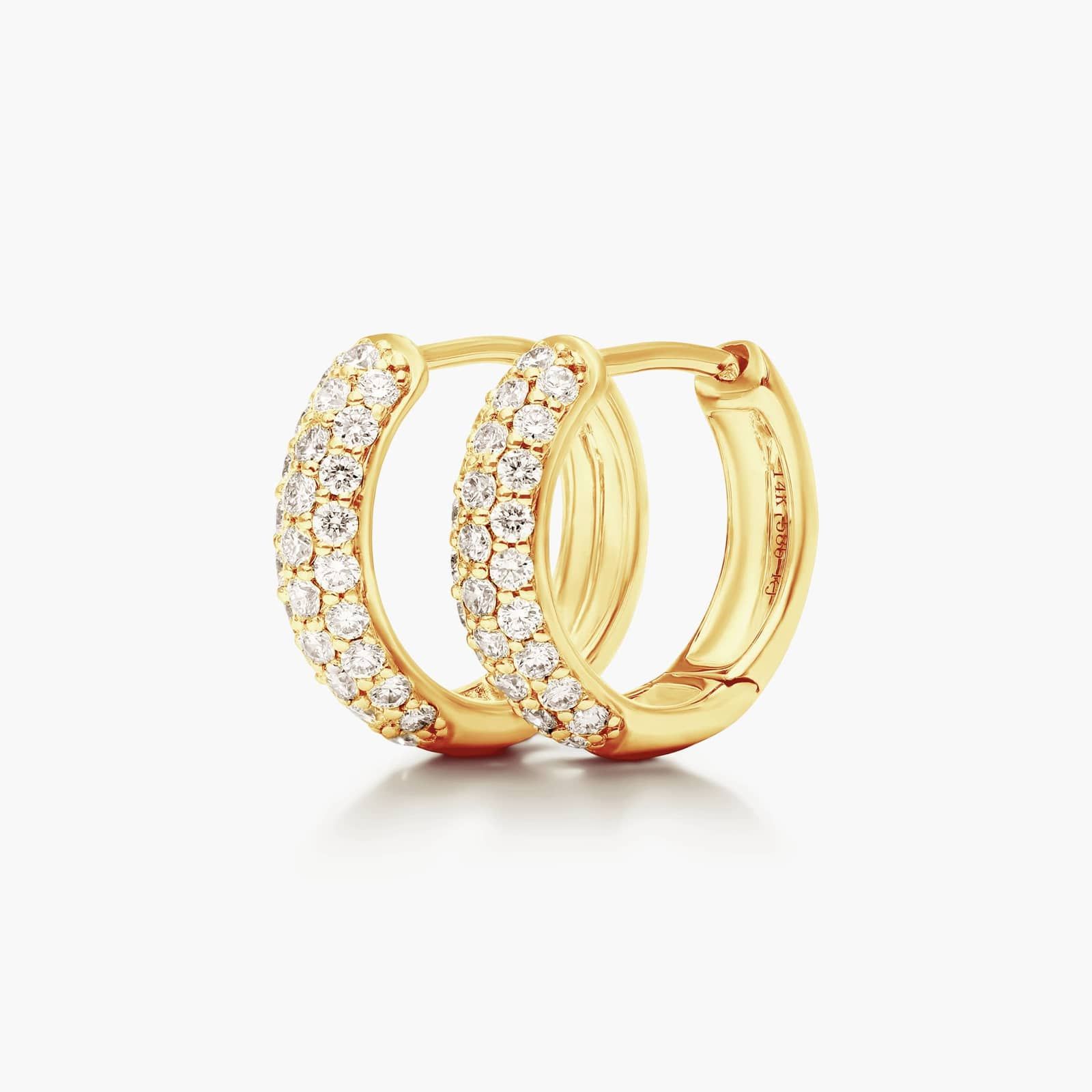 Triple Row Diamond Hoop Earrings With 0.5 CTW Diamonds In 14K Yellow Gold By James Allen