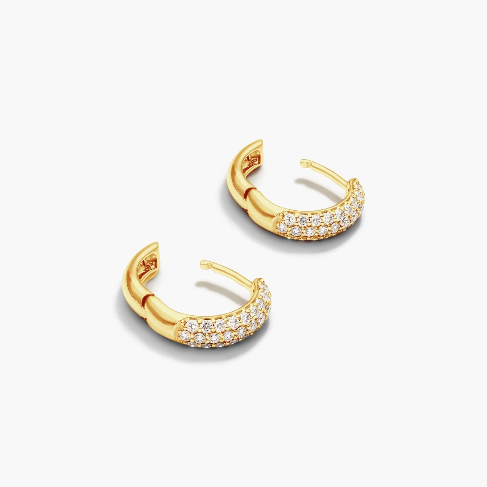Triple Row Diamond Hoop Earrings With 0.5 CTW Diamonds In 14K Yellow Gold By James Allen
